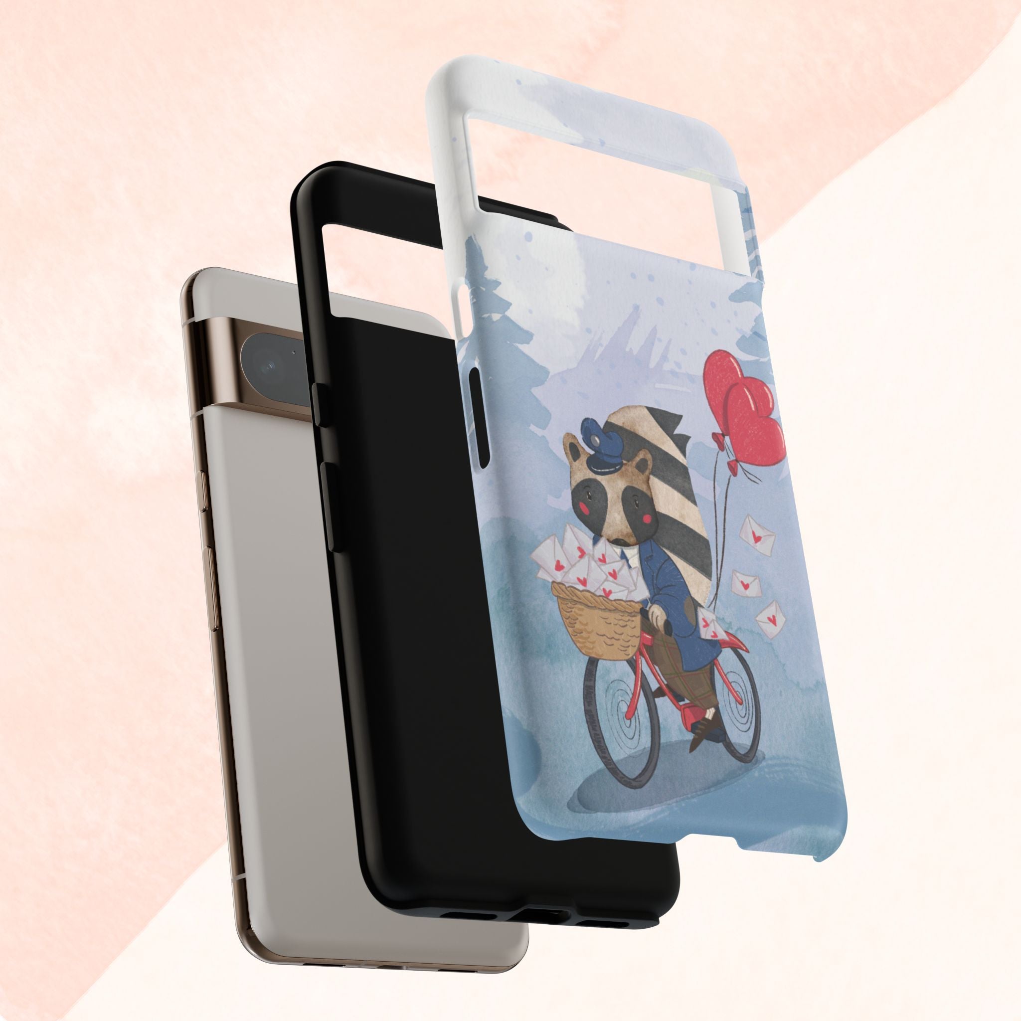 Cute Raccoon Phone Case, Tough Case for Animal Lovers, Valentine's Day Gift, Whimsical Phone Accessory, Gifts for Kids