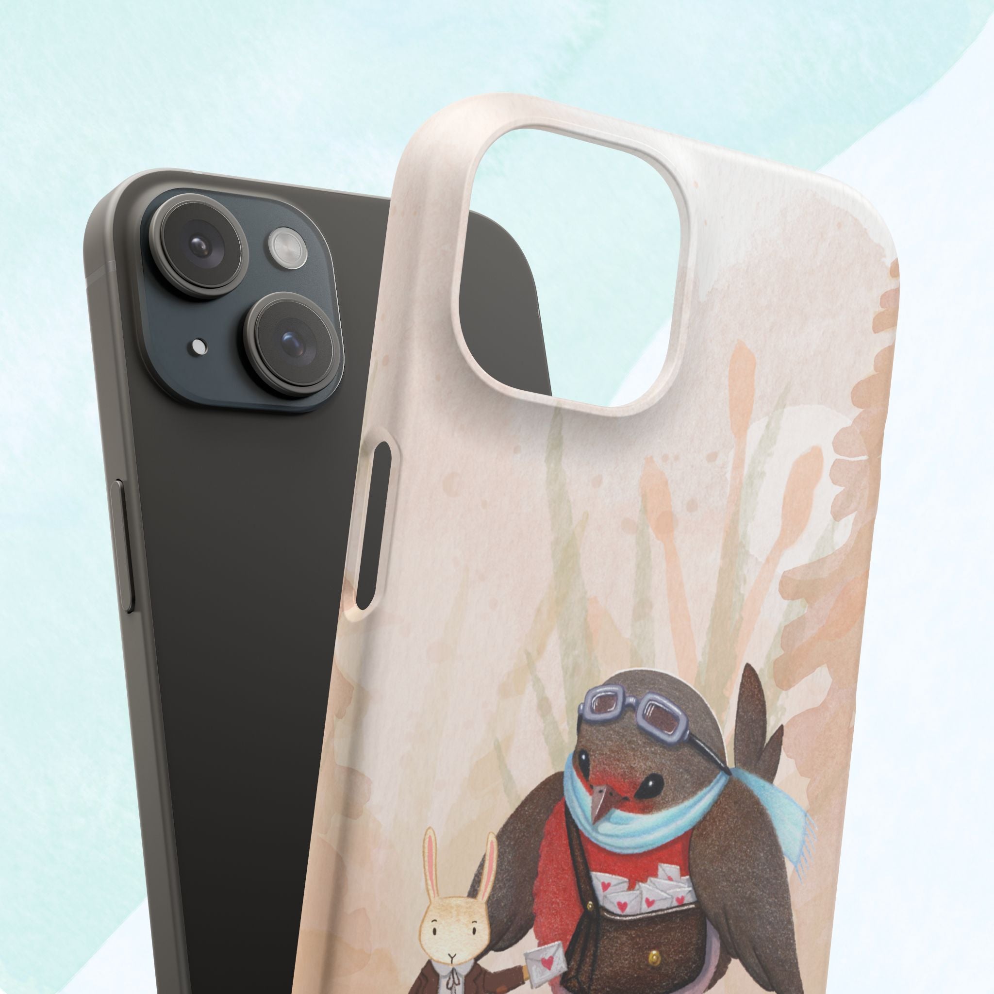 Whimsical Animal Snap Cases, Cute Phone Case, Handmade Bird and Bunny Design, Gift for Animal Lovers, Unique Smartphone Cover
