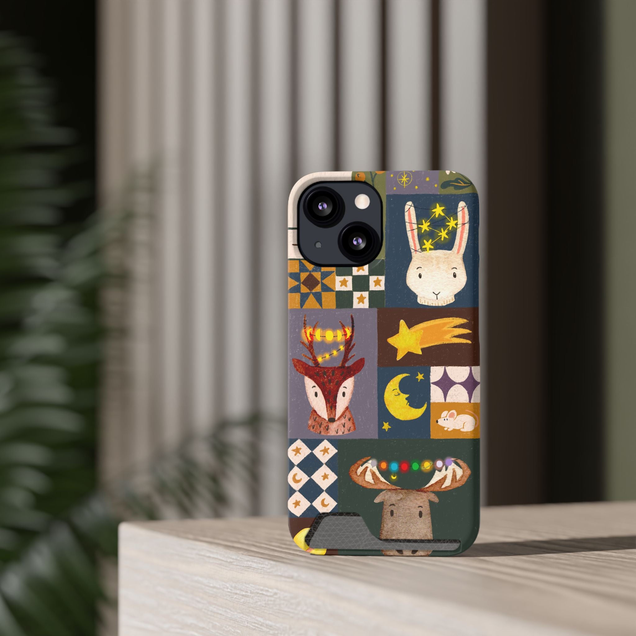 Magical Animal Phone Case with Card Holder - Cute Gift for Animal Lovers, Interesting Phone Accessory, Unique Holiday Gift, Nature-Inspired