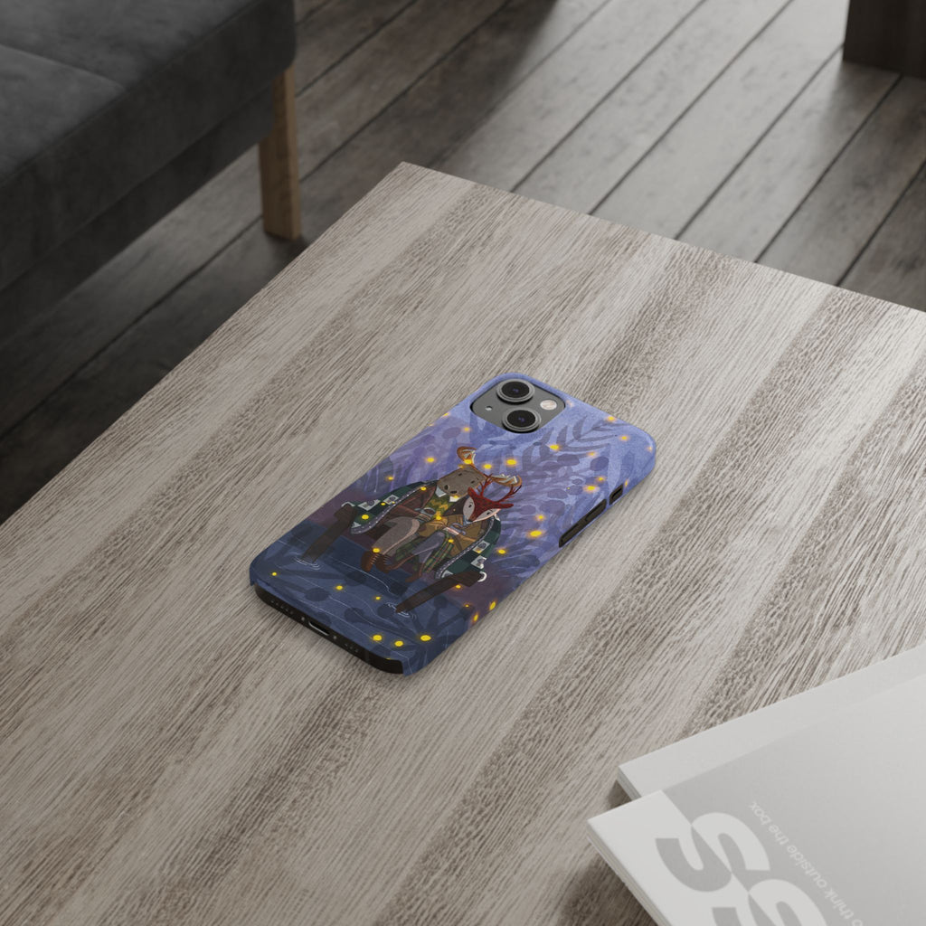 Whimsical Animal Love Slim Phone Cases, Cute Holiday Gifts, Cozy Home Decor, Nature Lover Accessories, Couples Gifts
