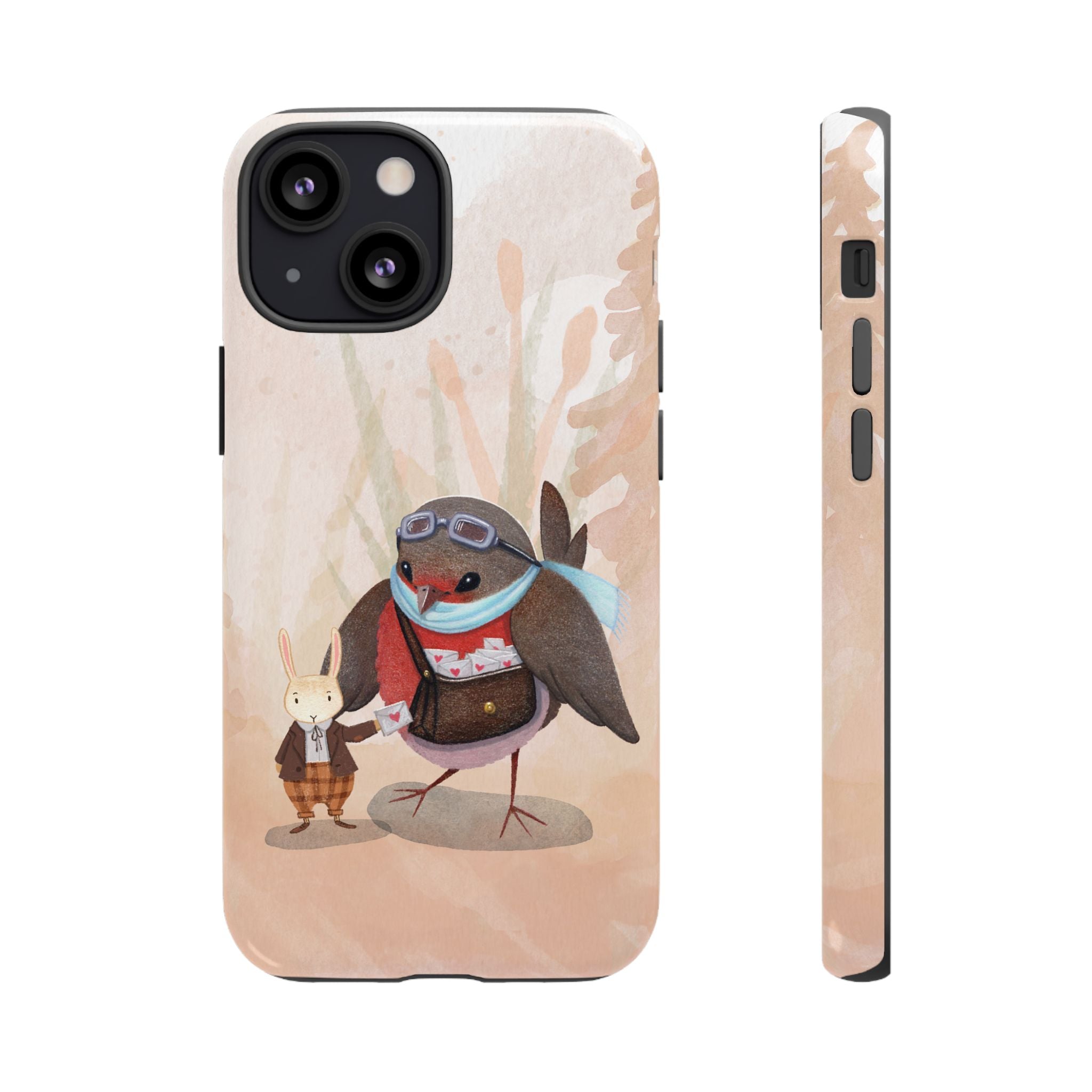 Whimsical Animal Phone Case, Cute Bird and Rabbit Design, Animal Lovers Gift, Nature-Themed Accessory, Eco-Friendly Tech Cover