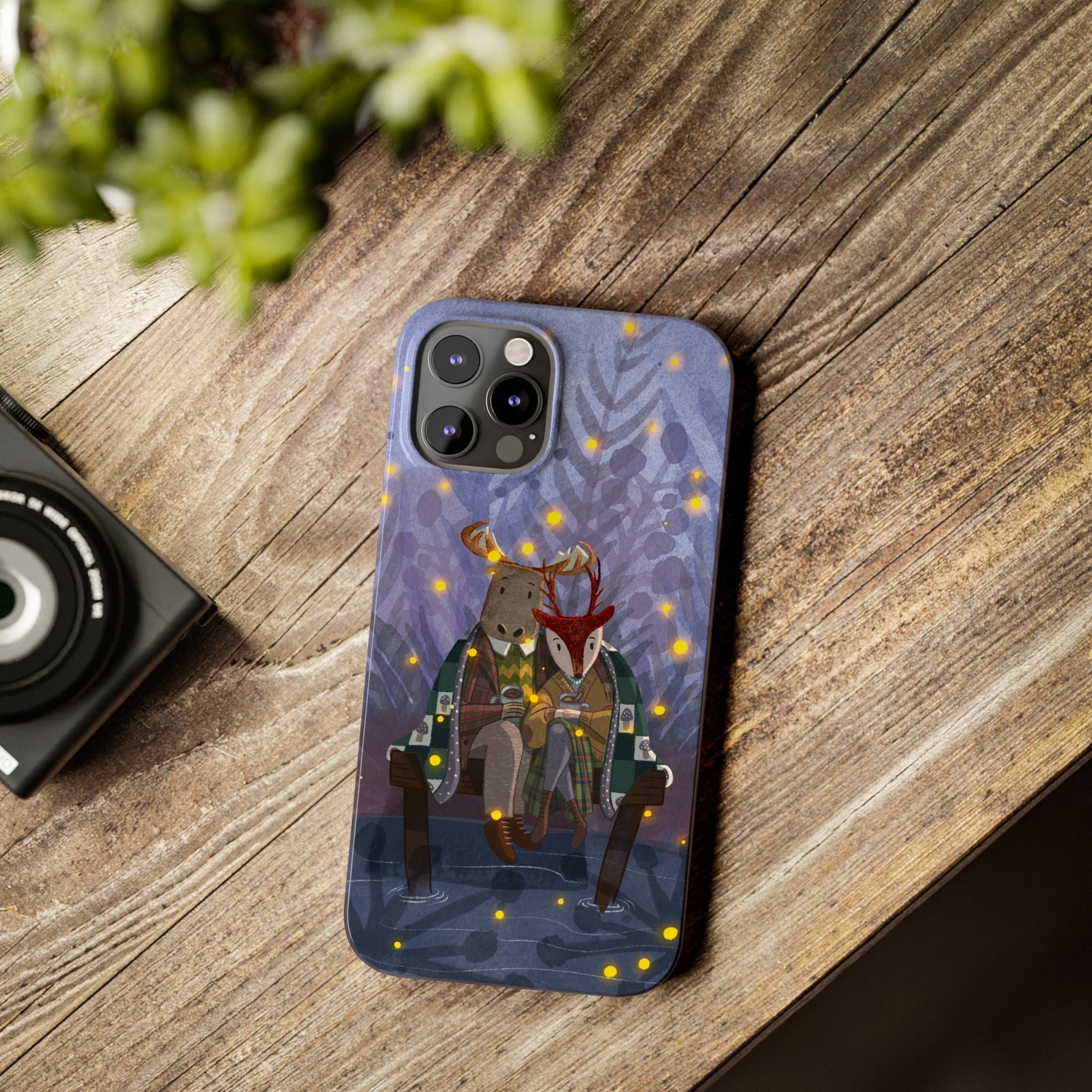 Whimsical Animal Love Slim Phone Cases, Cute Holiday Gifts, Cozy Home Decor, Nature Lover Accessories, Couples Gifts