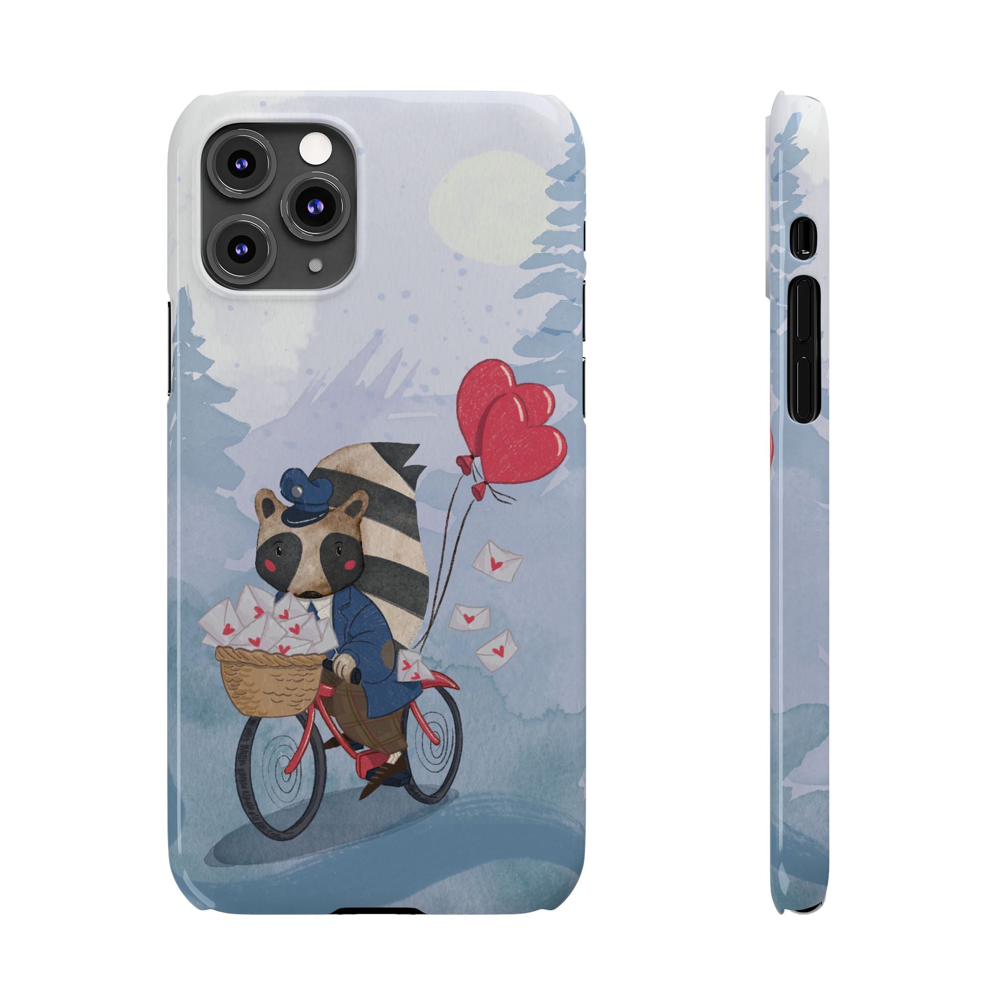 Whimsical Raccoon Slim Phone Case | Cute Animal Design | Perfect for Nature Lovers, Gifts, Birthdays, Valentines Day, Everyday Use