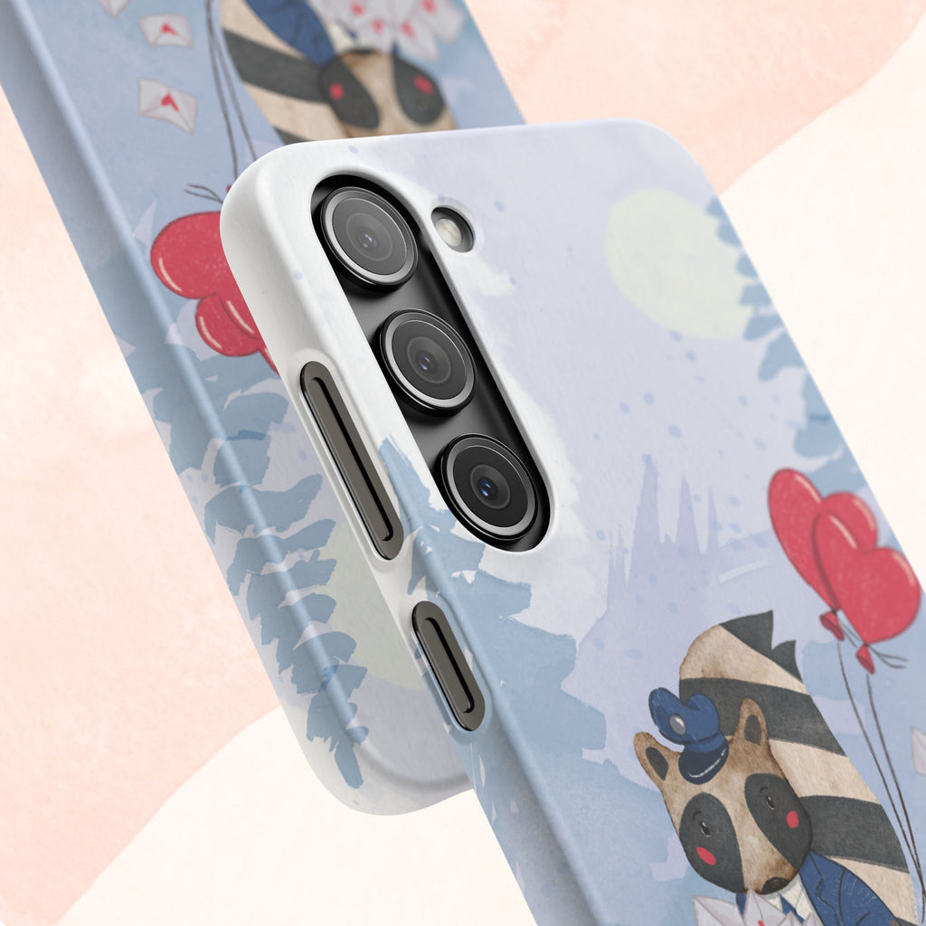 Whimsical Animal Snap Case with Love Balloons, Cute Phone Case, Valentine's Day Gift, Animal Lover Accessory, Creative Phone Cover