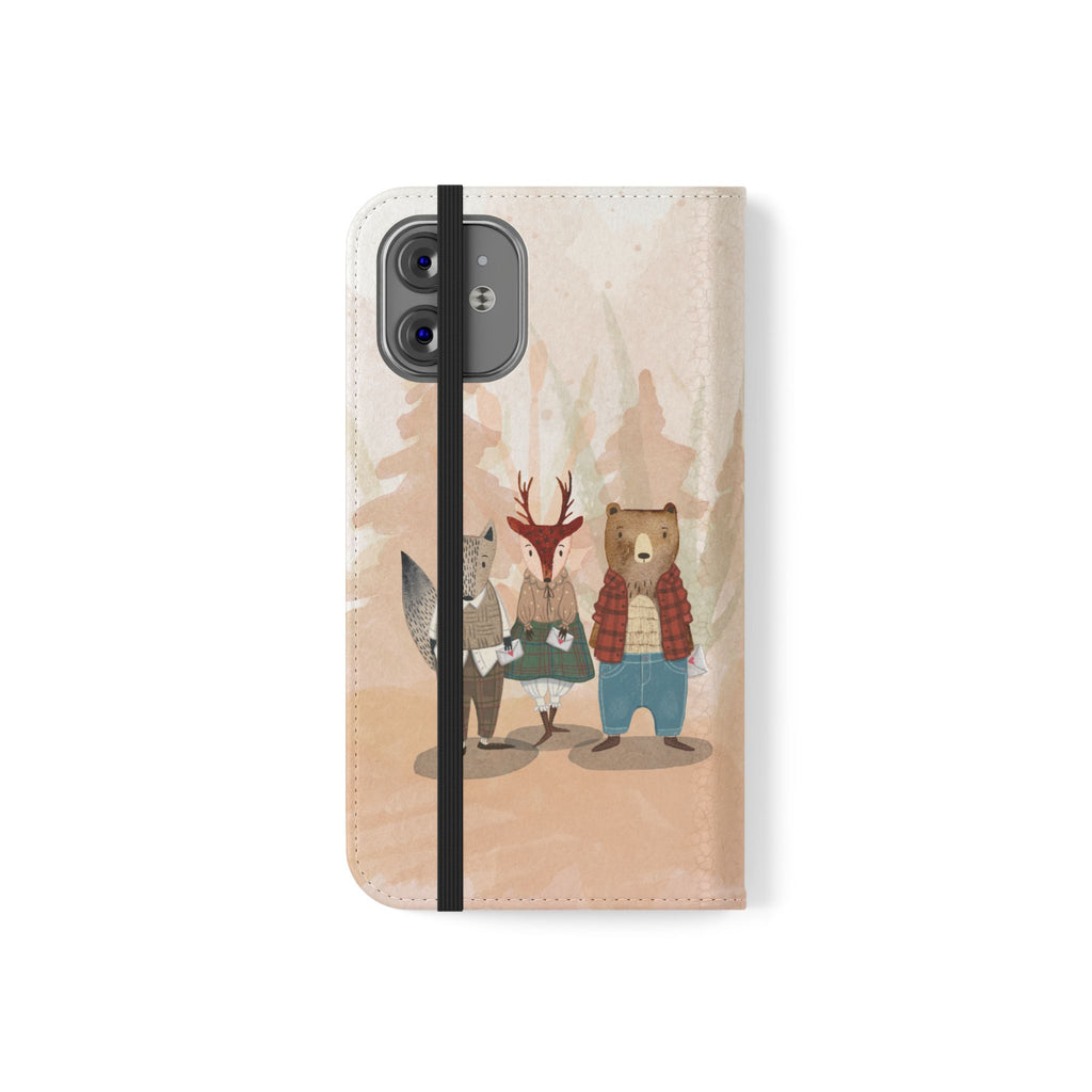 Whimsical Animal Flip Cases for Phones, Cute Woodland Creatures, Forest Friends Phone Cover, Animal Lover Gift, Phone Wallet