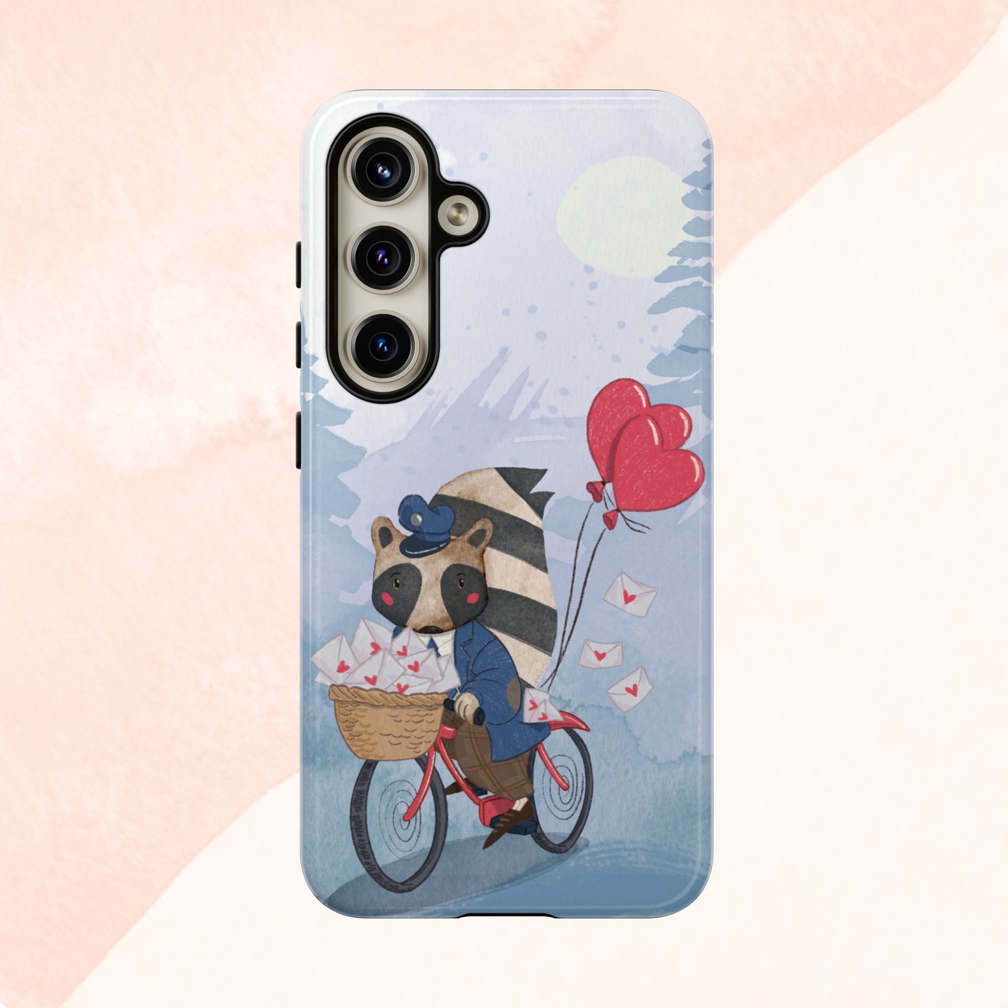 Cute Raccoon Phone Case, Tough Case for Animal Lovers, Valentine's Day Gift, Whimsical Phone Accessory, Gifts for Kids