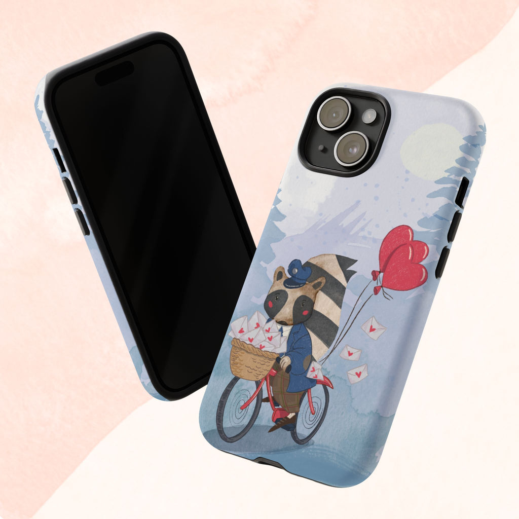 Cute Raccoon Phone Case, Tough Case for Animal Lovers, Valentine's Day Gift, Whimsical Phone Accessory, Gifts for Kids