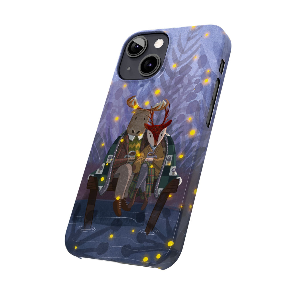 Whimsical Animal Love Slim Phone Cases, Cute Holiday Gifts, Cozy Home Decor, Nature Lover Accessories, Couples Gifts