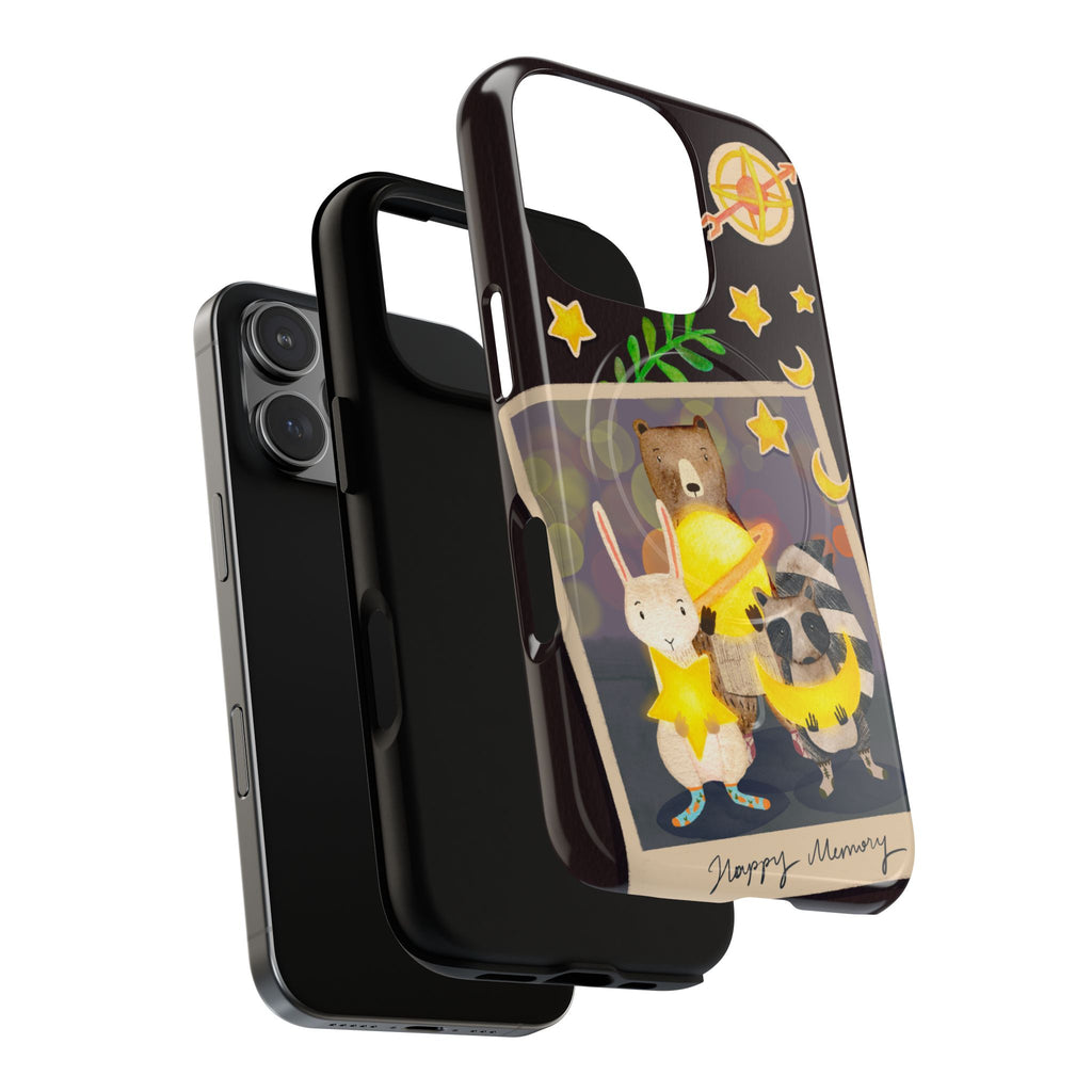 Tough Magnetic Cases, Whimsical Animal Phone Case, Cute Bear Rabbit Raccoon Design, Cute gift for her, Birthdays, iPhone 14 15 16 pro max