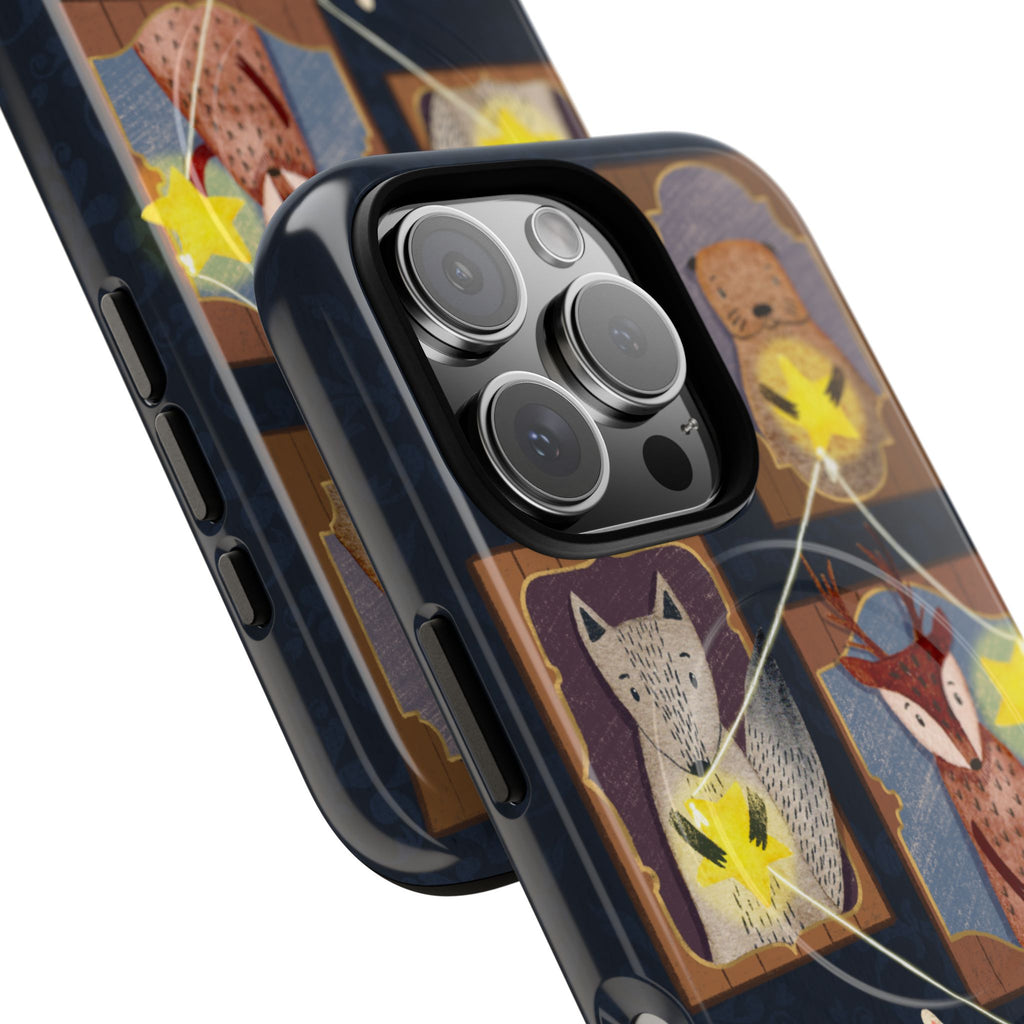 Celestial Animal Stars iPhone Case, Tough Magnetic Cover, Nature Theme, Unique Cute Animal Gifts, iPhone 14 15 16 pro max