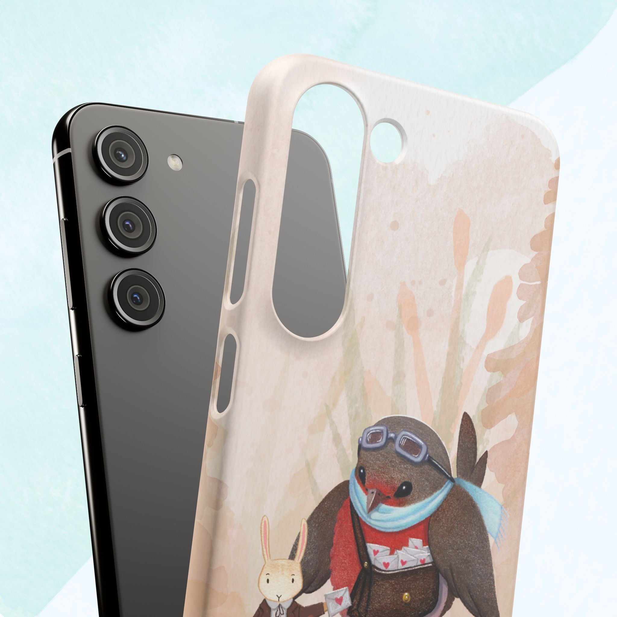 Whimsical Animal Snap Cases, Cute Phone Case, Handmade Bird and Bunny Design, Gift for Animal Lovers, Unique Smartphone Cover
