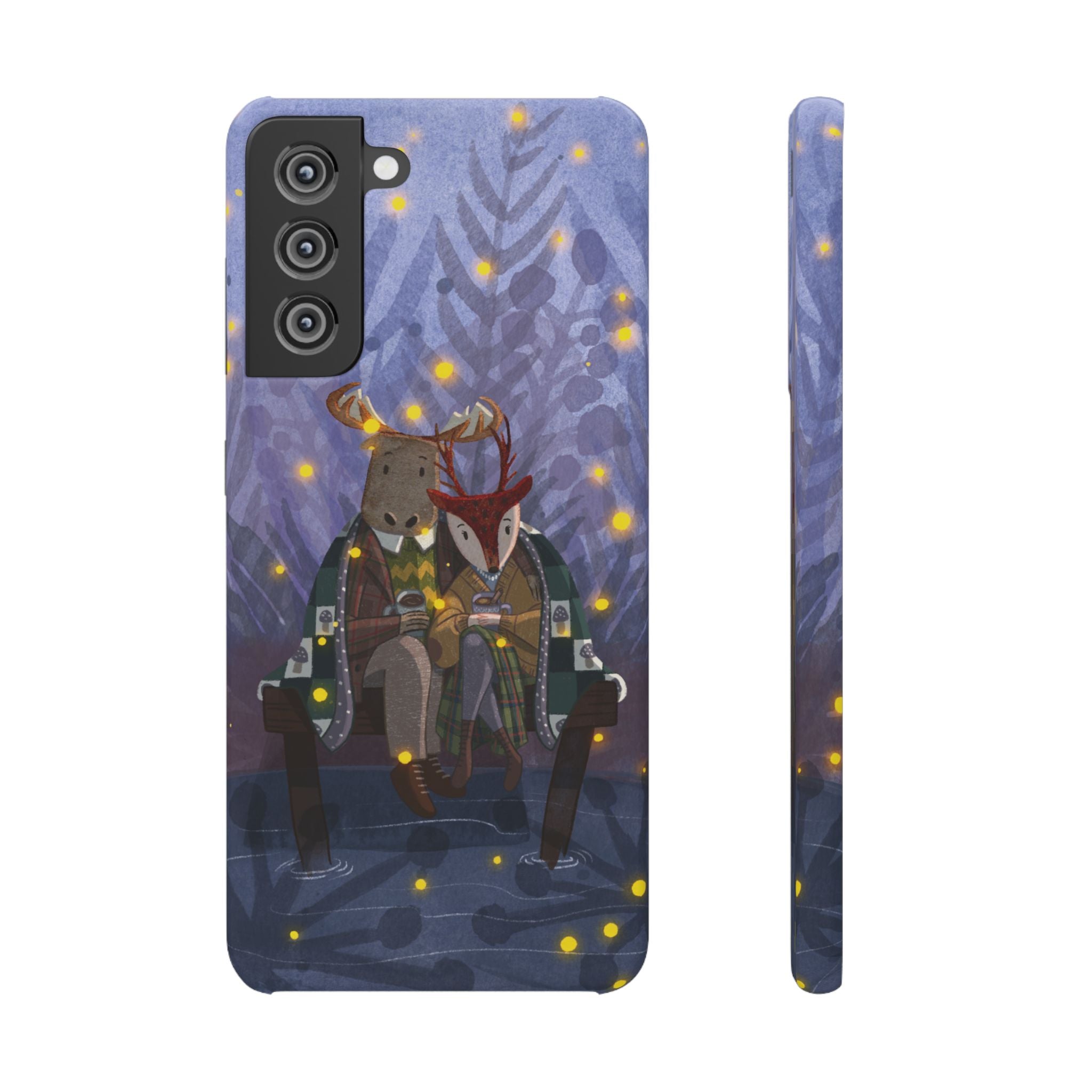 Whimsical Animal Lovers Snap Cases - Cozy Phone Protection, Gift for Nature Lovers, Holiday Decor, Cute Character Design, Animal Couple