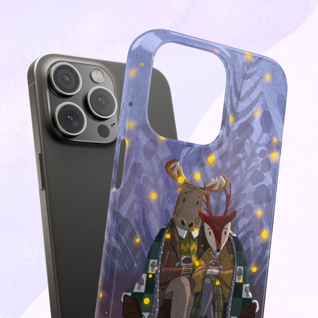 Whimsical Animal Lovers Snap Cases - Cozy Phone Protection, Gift for Nature Lovers, Holiday Decor, Cute Character Design, Animal Couple