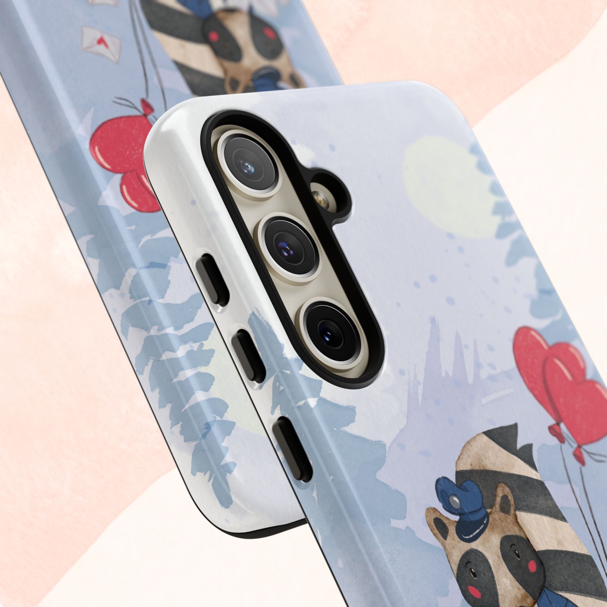 Cute Raccoon Phone Case, Tough Case for Animal Lovers, Valentine's Day Gift, Whimsical Phone Accessory, Gifts for Kids