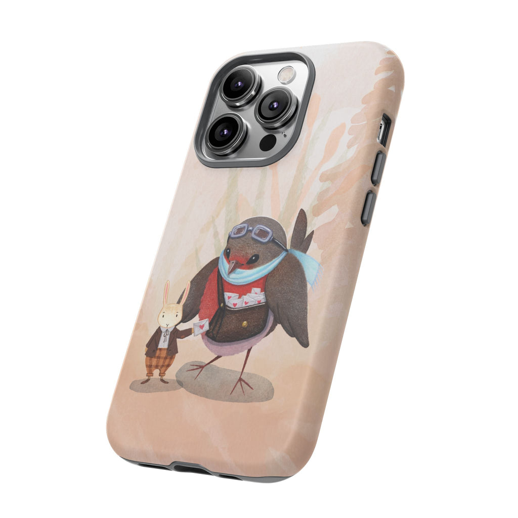 Whimsical Animal Phone Case, Cute Bird and Rabbit Design, Animal Lovers Gift, Nature-Themed Accessory, Eco-Friendly Tech Cover