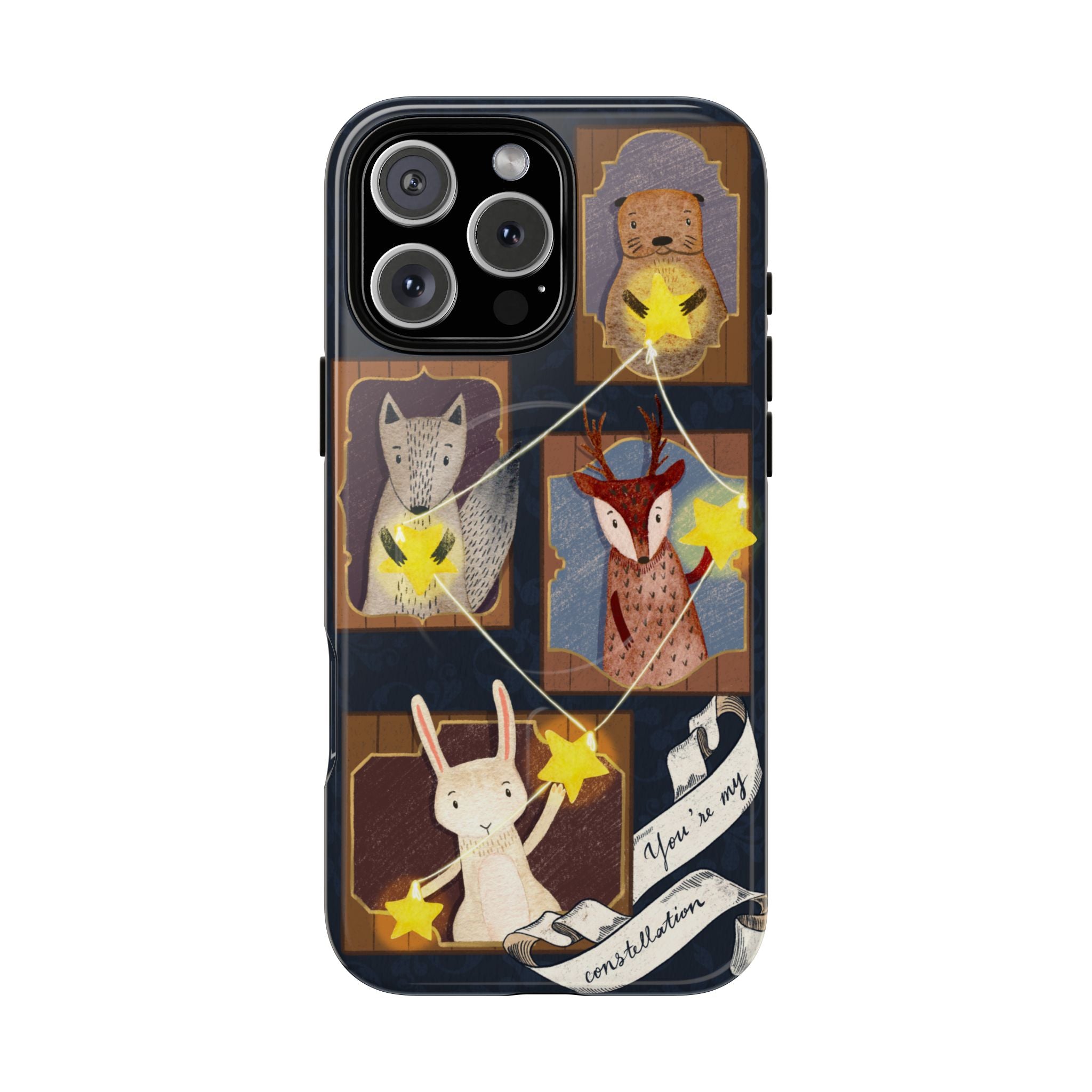 Celestial Animal Stars iPhone Case, Tough Magnetic Cover, Nature Theme, Unique Cute Animal Gifts, iPhone 14 15 16 pro max