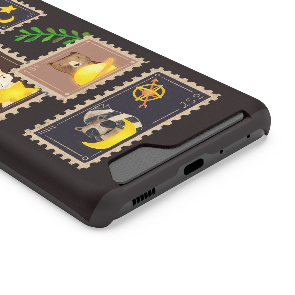 Animal Phone Case with Card Holder - Cute Raccoon, Bear & Bunny Design for iPhone 13 Samsung Galaxy S21/S22 - Pet Lovers Night Sky Style