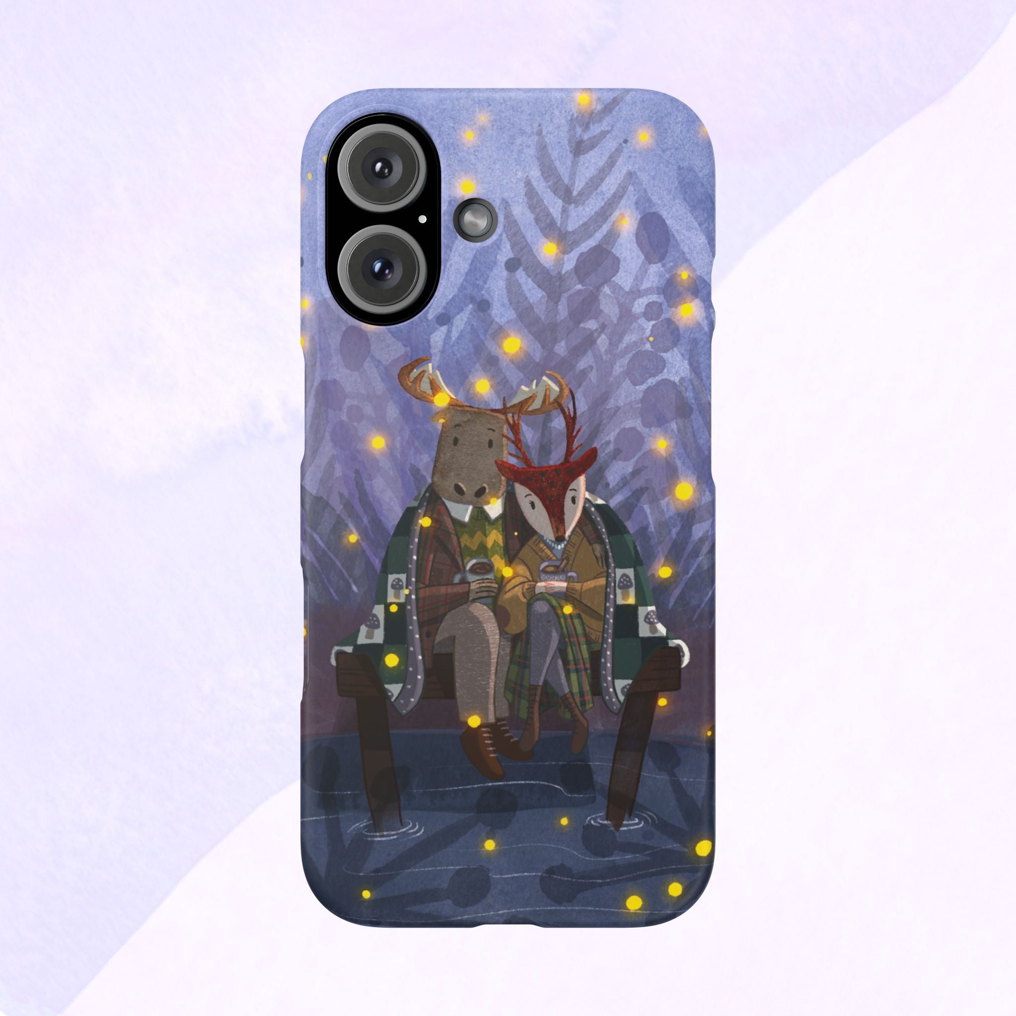 Whimsical Animal Lovers Snap Cases - Cozy Phone Protection, Gift for Nature Lovers, Holiday Decor, Cute Character Design, Animal Couple