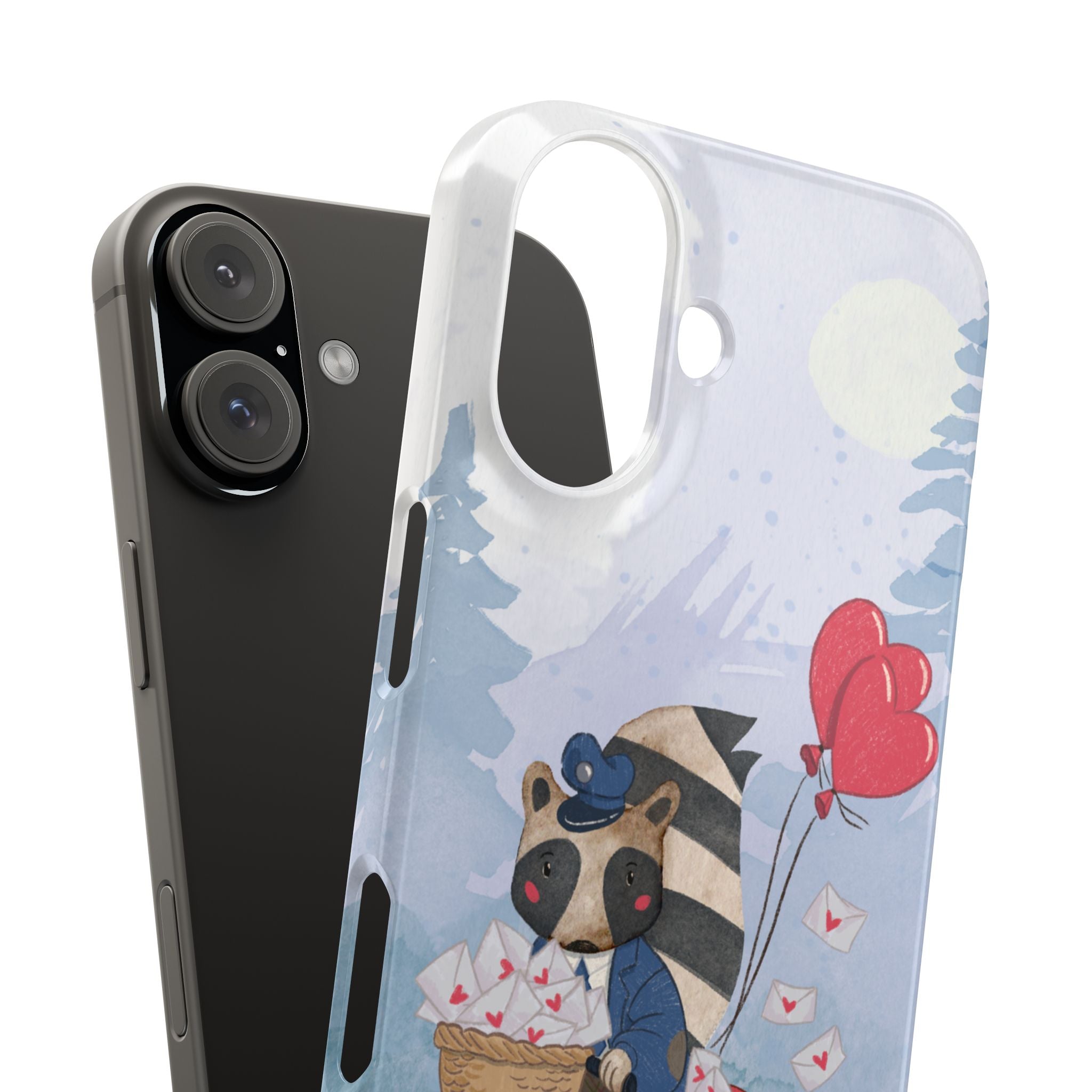 Whimsical Animal Snap Case with Love Balloons, Cute Phone Case, Valentine's Day Gift, Animal Lover Accessory, Creative Phone Cover