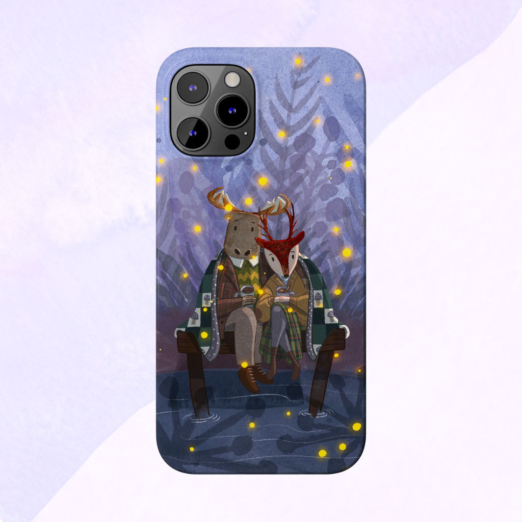 Whimsical Animal Love Slim Phone Cases, Cute Holiday Gifts, Cozy Home Decor, Nature Lover Accessories, Couples Gifts