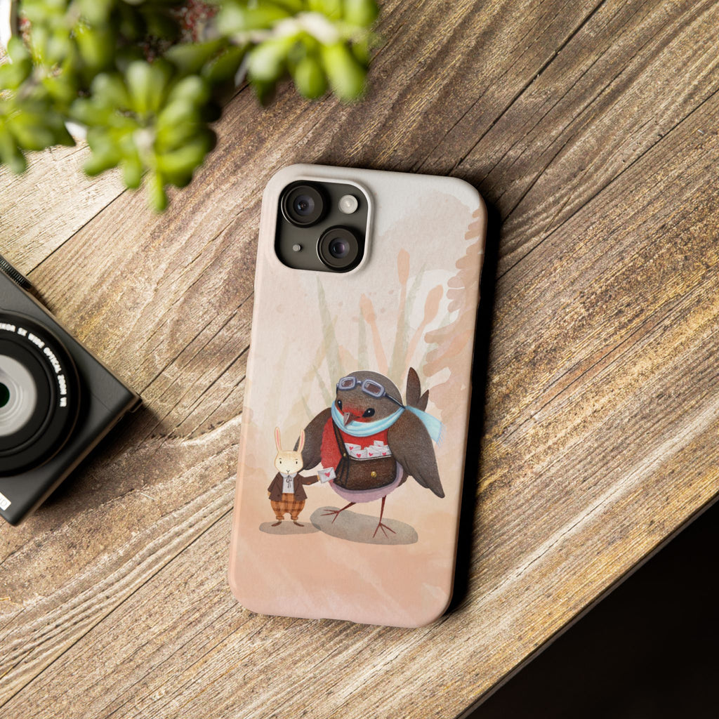 Whimsical Animal Slim Phone Cases - Cute Bird and Rabbit Design, Perfect for Animal Lovers, Gifts for Kids and Teens, Ideal for Birthdays,