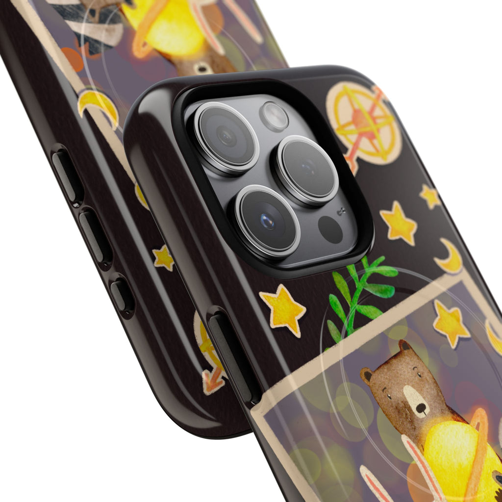 Tough Magnetic Cases, Whimsical Animal Phone Case, Cute Bear Rabbit Raccoon Design, Cute gift for her, Birthdays, iPhone 14 15 16 pro max