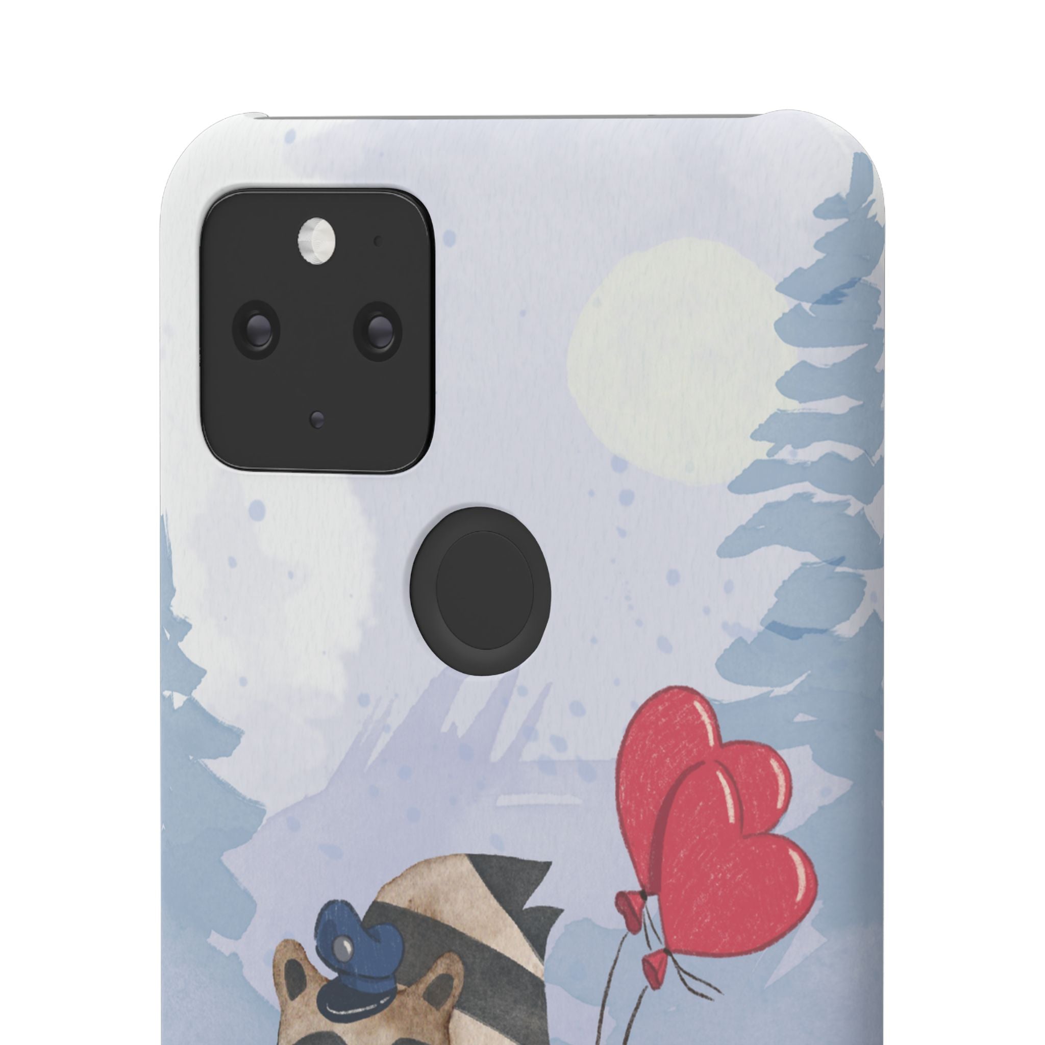 Whimsical Animal Snap Case with Love Balloons, Cute Phone Case, Valentine's Day Gift, Animal Lover Accessory, Creative Phone Cover
