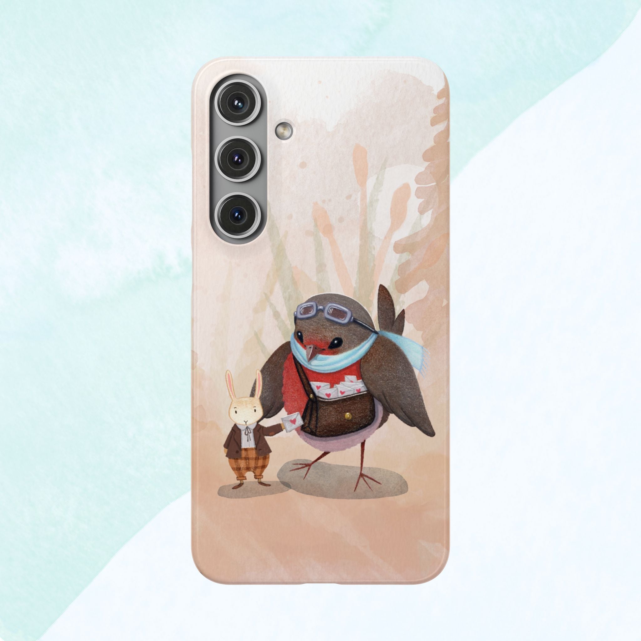 Whimsical Animal Snap Cases, Cute Phone Case, Handmade Bird and Bunny Design, Gift for Animal Lovers, Unique Smartphone Cover
