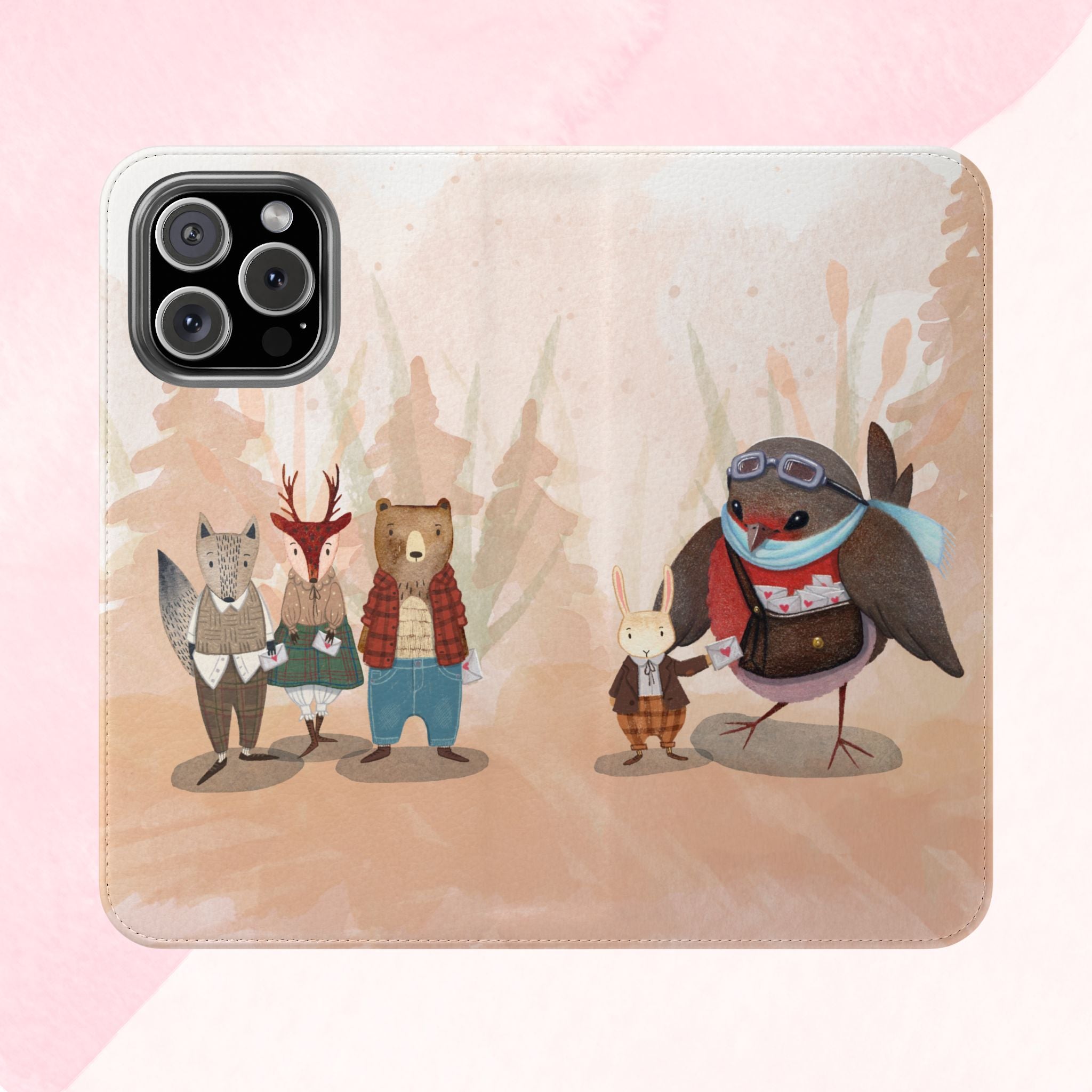Whimsical Animal Flip Cases for Phones, Cute Woodland Creatures, Forest Friends Phone Cover, Animal Lover Gift, Phone Wallet