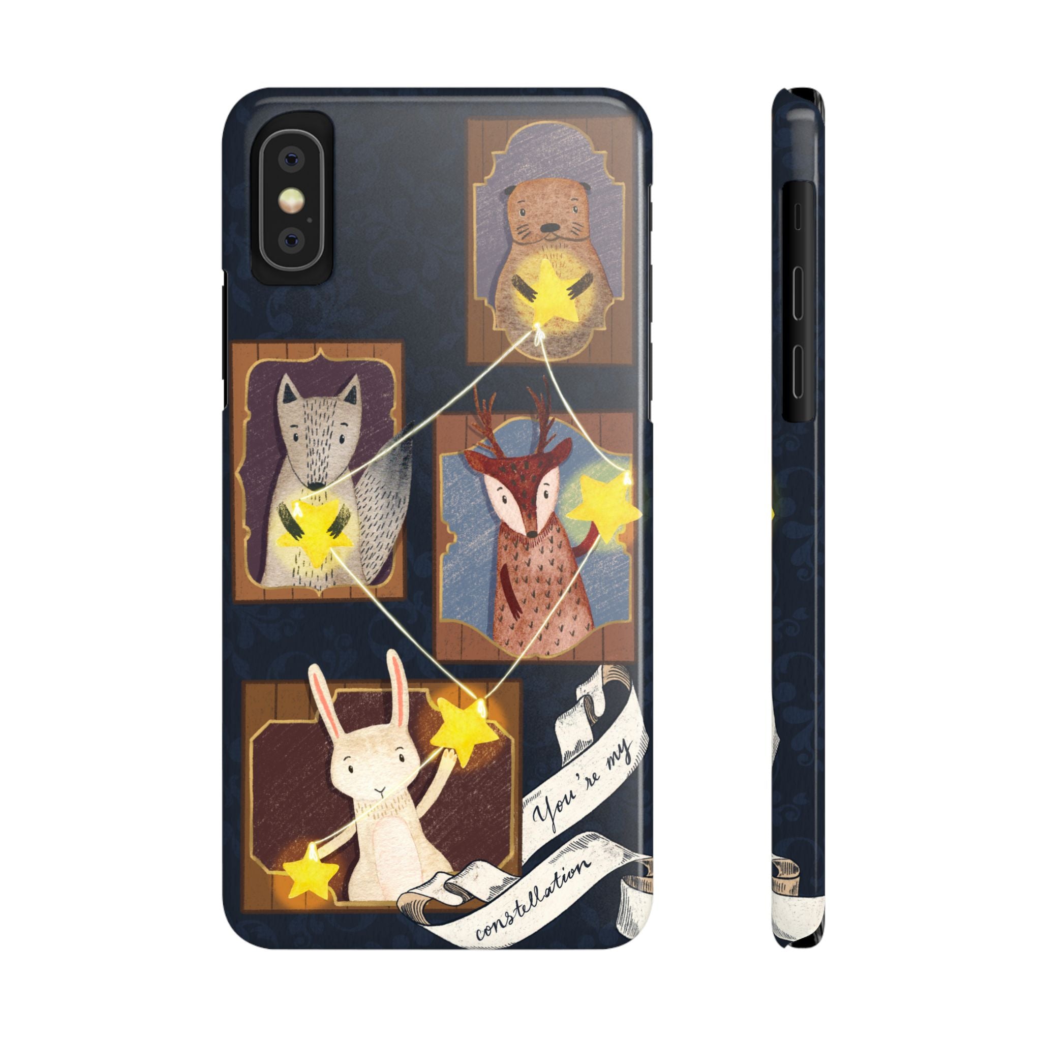 Constellation Friends Slim Case, Woodland Portrait iPhone Cover, Star Collector Design, Cute Kawaii Gift, Phone 8 9 X XR 11 12 13 14 15 16