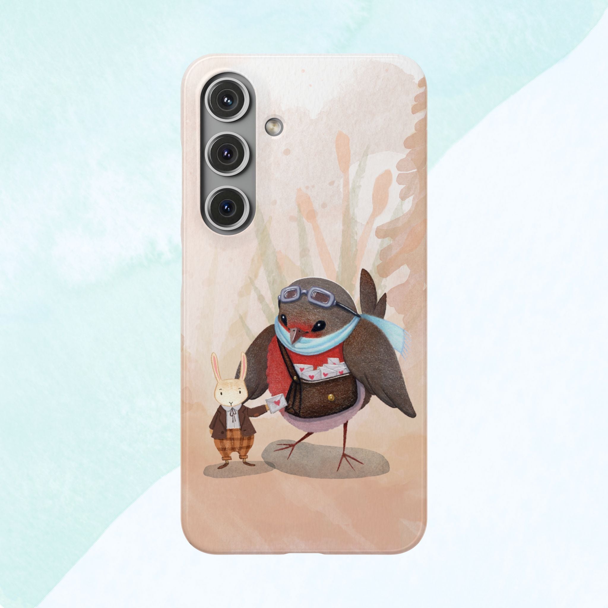 Whimsical Animal Snap Cases, Cute Phone Case, Handmade Bird and Bunny Design, Gift for Animal Lovers, Unique Smartphone Cover
