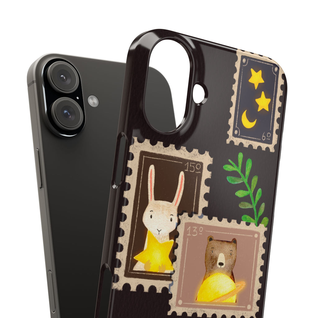 Woodland Stamp Vintage Style Glossy iPhone Case | Cute Phone Cover, Animal Lover Gift, Unique Birthday Gift, iPhone XR, 12, 13, 14, 15, 16
