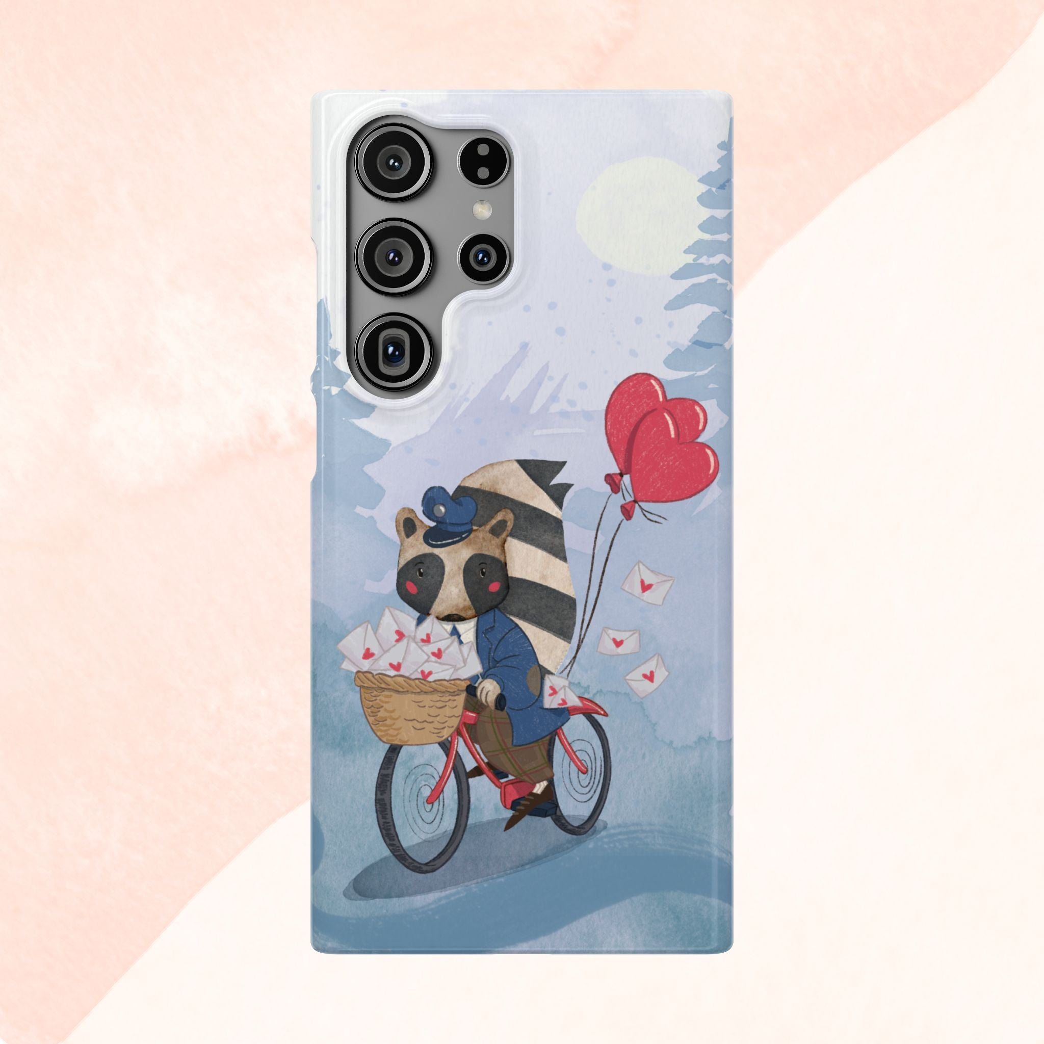 Whimsical Animal Snap Case with Love Balloons, Cute Phone Case, Valentine's Day Gift, Animal Lover Accessory, Creative Phone Cover