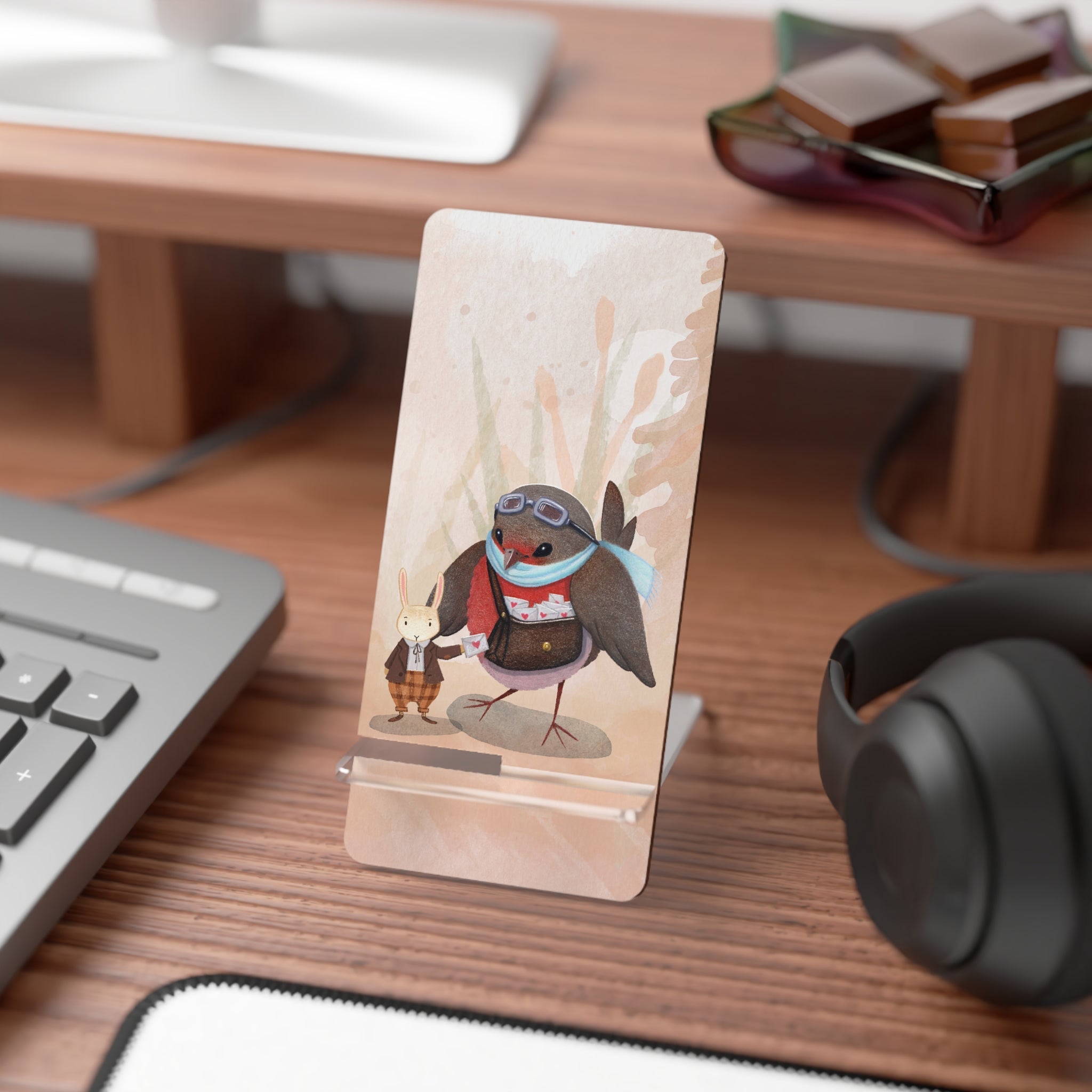 Cute Mobile Display Stand for Smartphones, Bird Design Phone Holder, Desk Accessories, Gift for Kids, Home Office Decor, Fun Bird Artwork