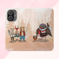 Whimsical Animal Flip Cases for Phones, Cute Woodland Creatures, Forest Friends Phone Cover, Animal Lover Gift, Phone Wallet