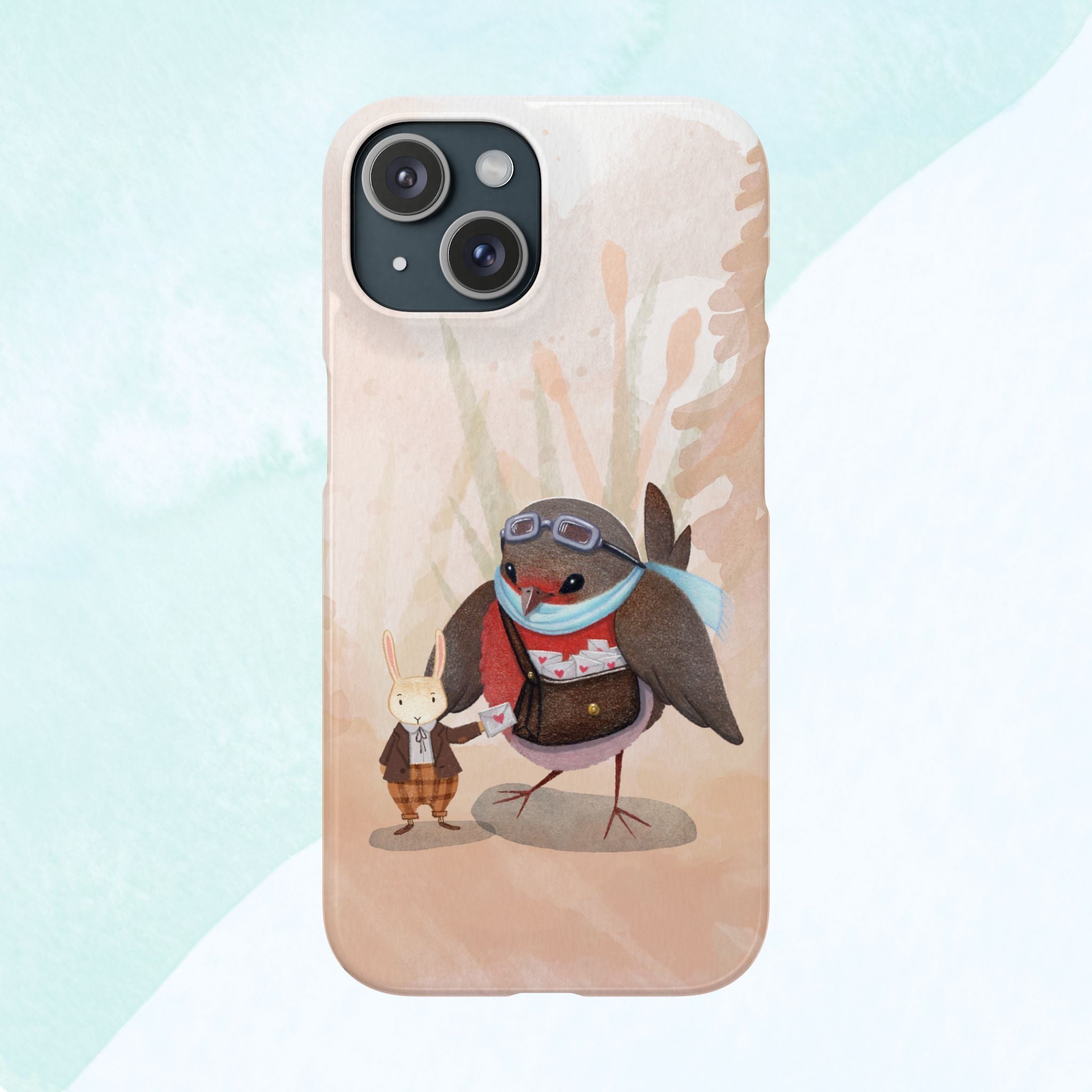 Whimsical Animal Snap Cases, Cute Phone Case, Handmade Bird and Bunny Design, Gift for Animal Lovers, Unique Smartphone Cover