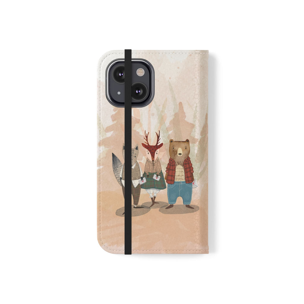 Whimsical Animal Flip Cases for Phones, Cute Woodland Creatures, Forest Friends Phone Cover, Animal Lover Gift, Phone Wallet