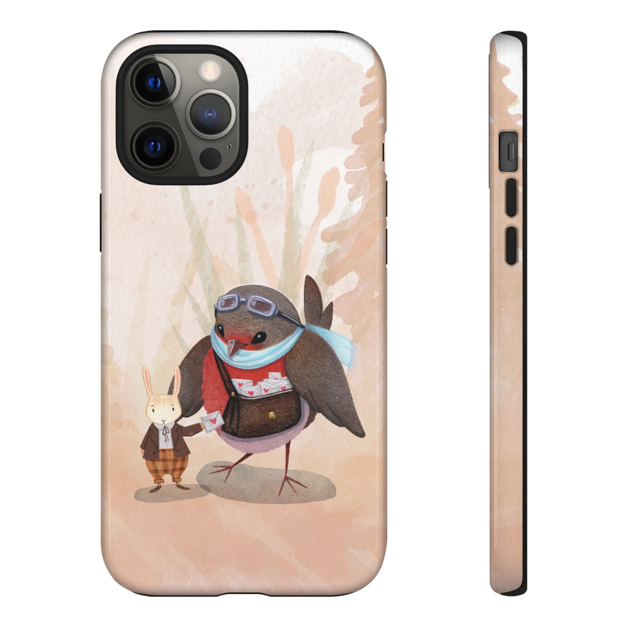 Whimsical Animal Phone Case, Cute Bird and Rabbit Design, Animal Lovers Gift, Nature-Themed Accessory, Eco-Friendly Tech Cover