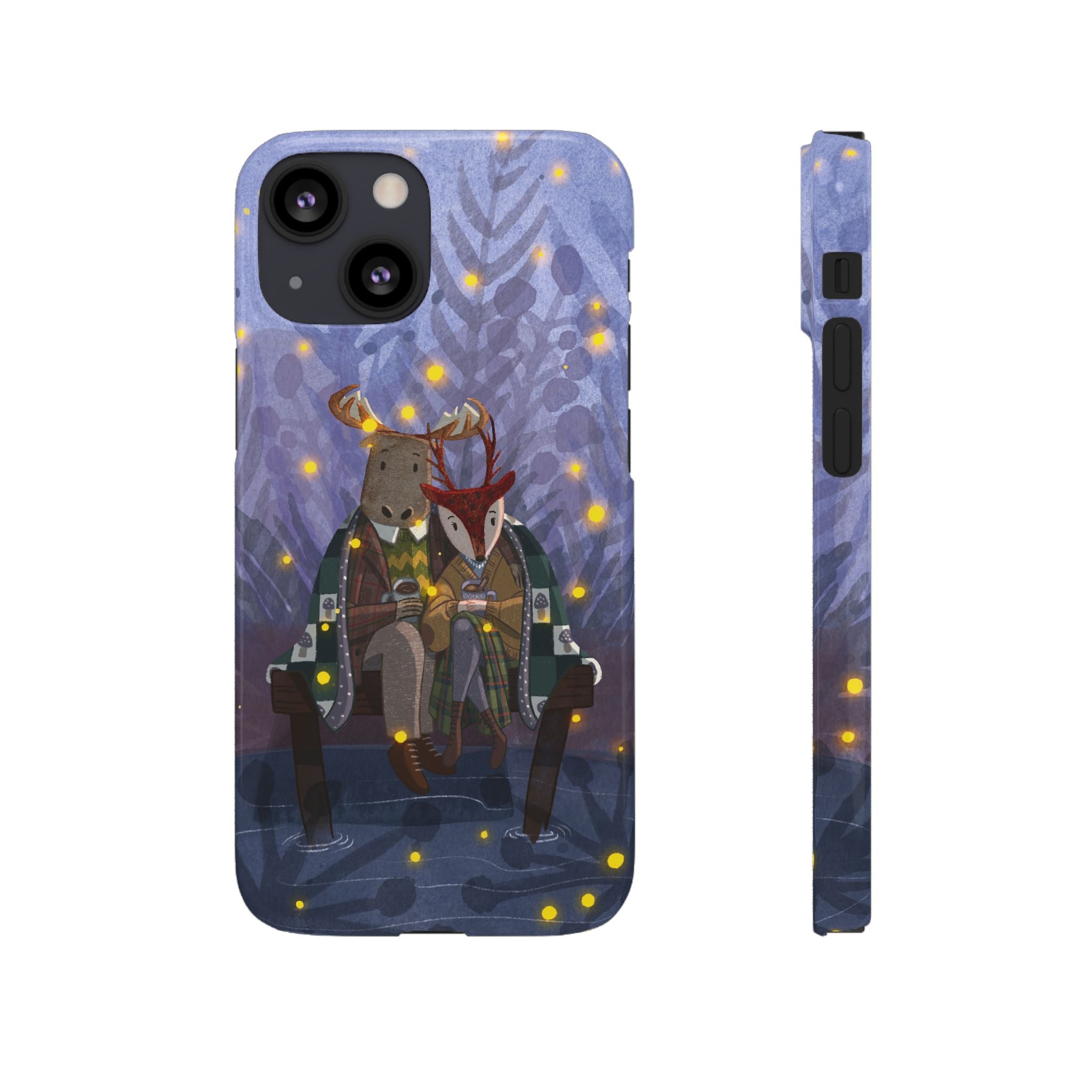 Whimsical Animal Lovers Snap Cases - Cozy Phone Protection, Gift for Nature Lovers, Holiday Decor, Cute Character Design, Animal Couple