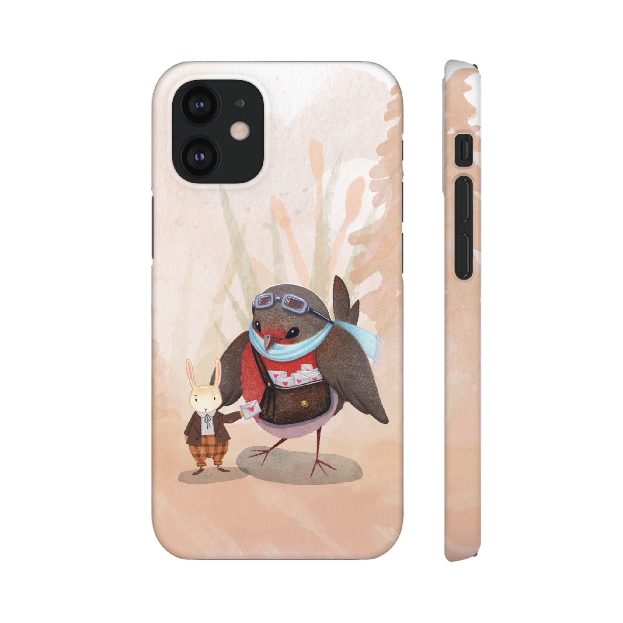 Whimsical Animal Snap Cases, Cute Phone Case, Handmade Bird and Bunny Design, Gift for Animal Lovers, Unique Smartphone Cover