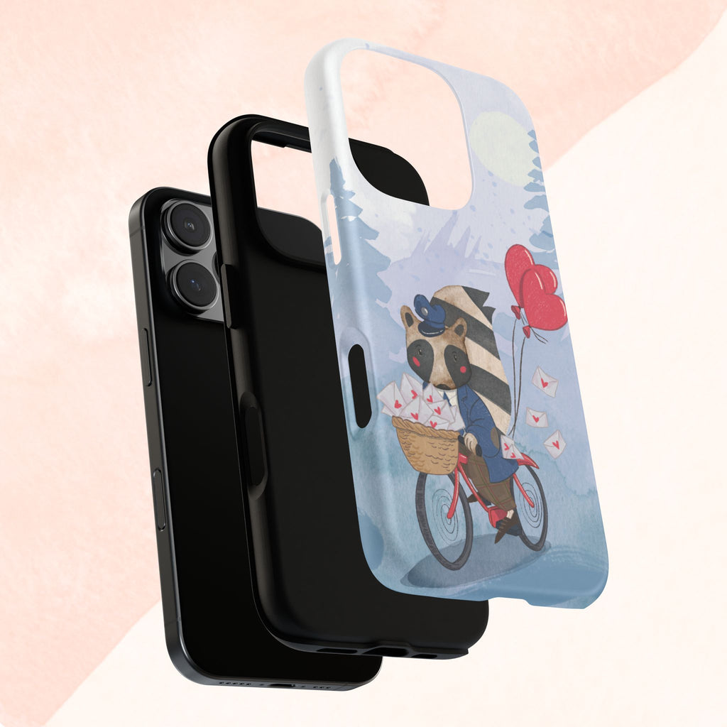 Cute Raccoon Phone Case, Tough Case for Animal Lovers, Valentine's Day Gift, Whimsical Phone Accessory, Gifts for Kids