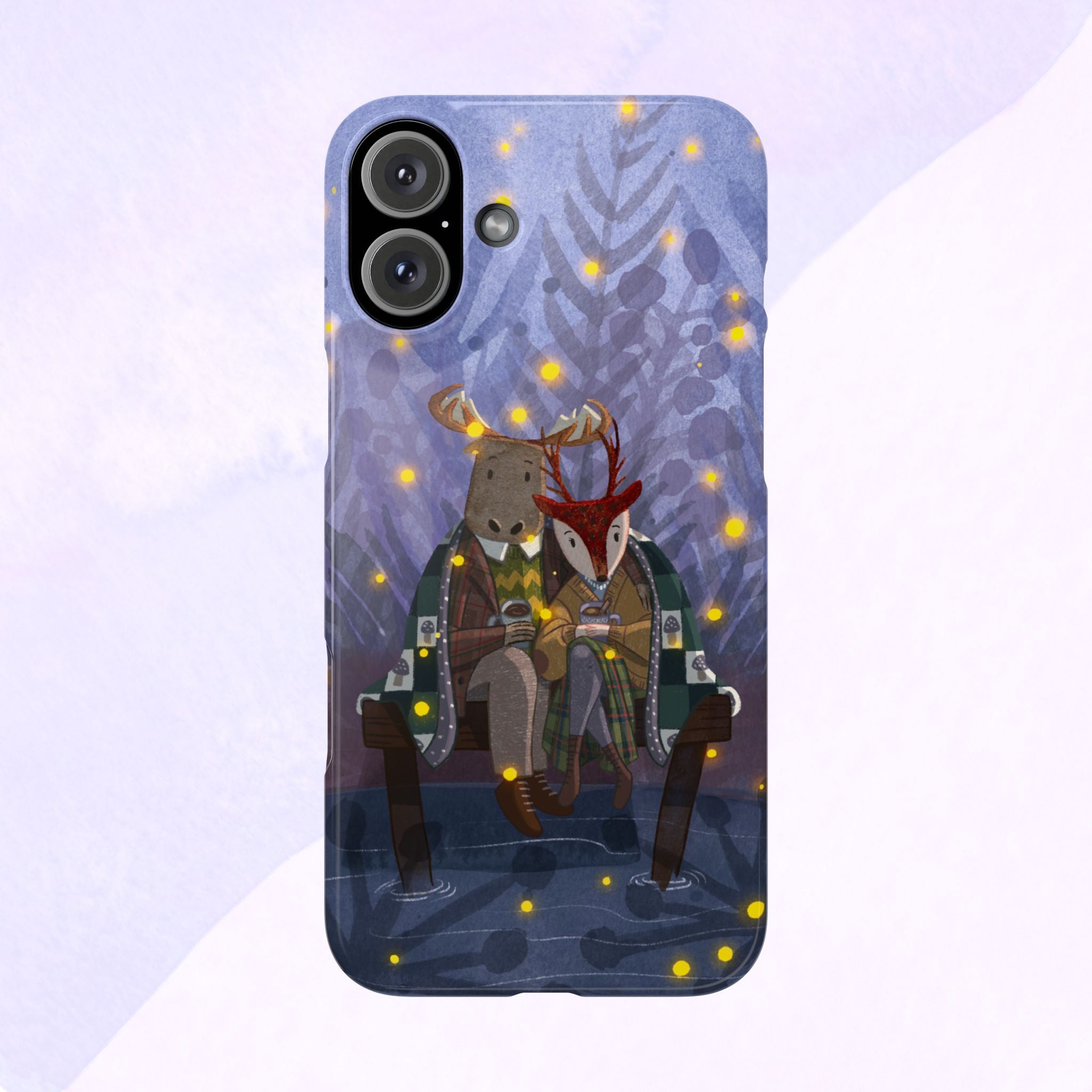 Whimsical Animal Lovers Snap Cases - Cozy Phone Protection, Gift for Nature Lovers, Holiday Decor, Cute Character Design, Animal Couple