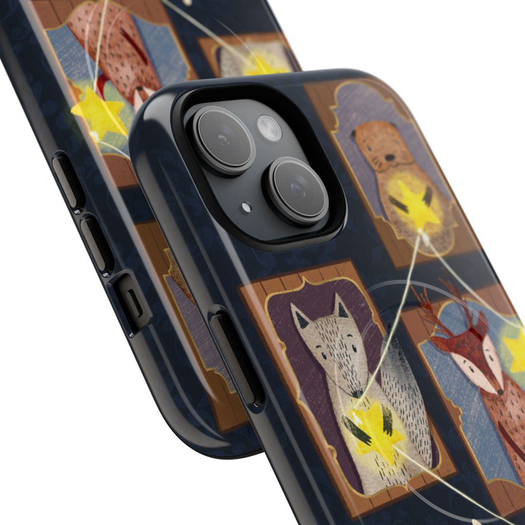 Celestial Animal Stars iPhone Case, Tough Magnetic Cover, Nature Theme, Unique Cute Animal Gifts, iPhone 14 15 16 pro max