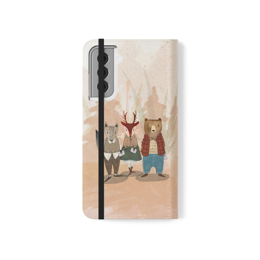 Whimsical Animal Flip Cases for Phones, Cute Woodland Creatures, Forest Friends Phone Cover, Animal Lover Gift, Phone Wallet