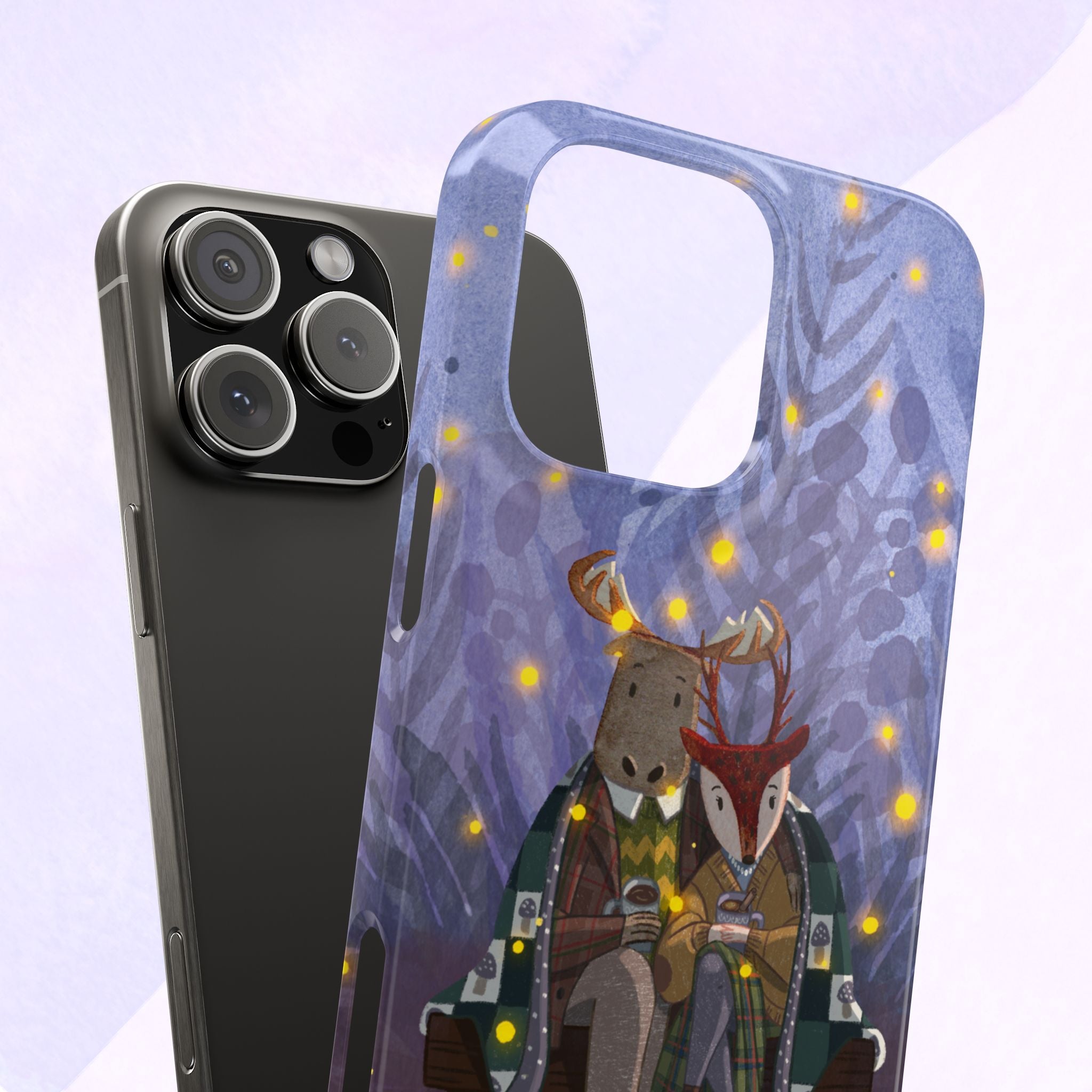 Whimsical Animal Lovers Snap Cases - Cozy Phone Protection, Gift for Nature Lovers, Holiday Decor, Cute Character Design, Animal Couple