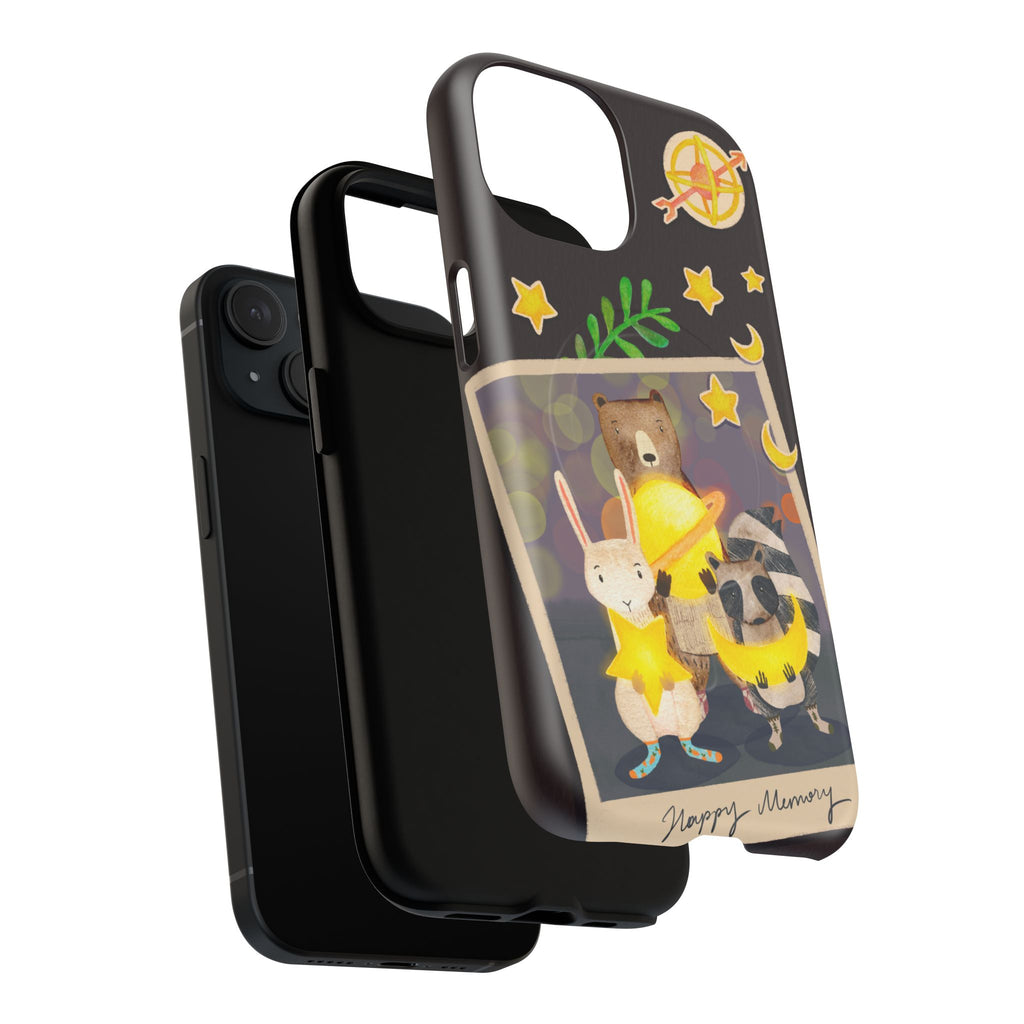 Tough Magnetic Cases, Whimsical Animal Phone Case, Cute Bear Rabbit Raccoon Design, Cute gift for her, Birthdays, iPhone 14 15 16 pro max