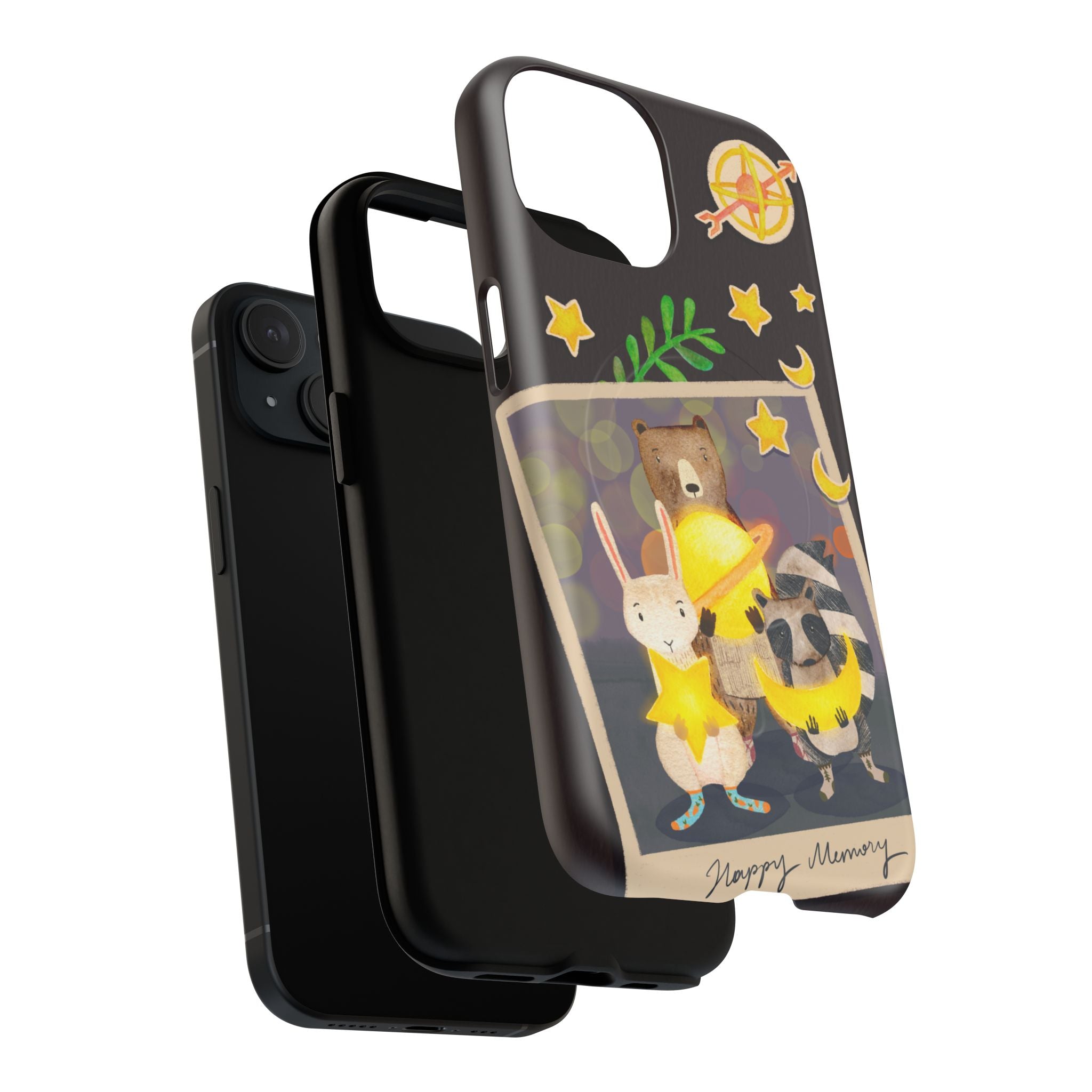 Tough Magnetic Cases, Whimsical Animal Phone Case, Cute Bear Rabbit Raccoon Design, Cute gift for her, Birthdays, iPhone 14 15 16 pro max