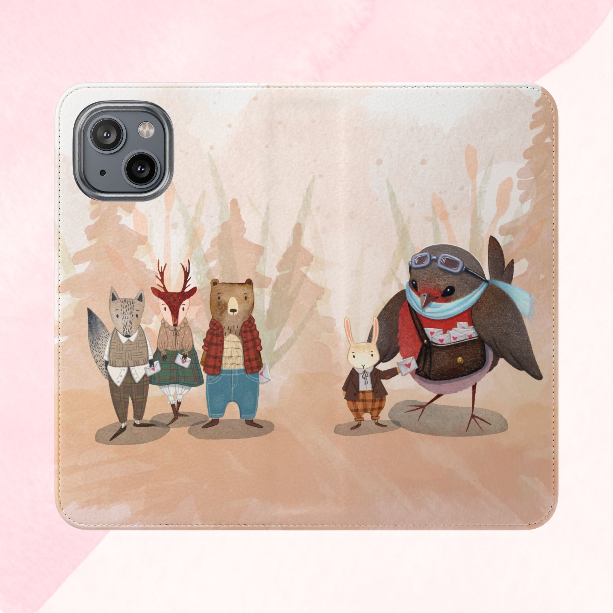 Whimsical Animal Flip Cases for Phones, Cute Woodland Creatures, Forest Friends Phone Cover, Animal Lover Gift, Phone Wallet