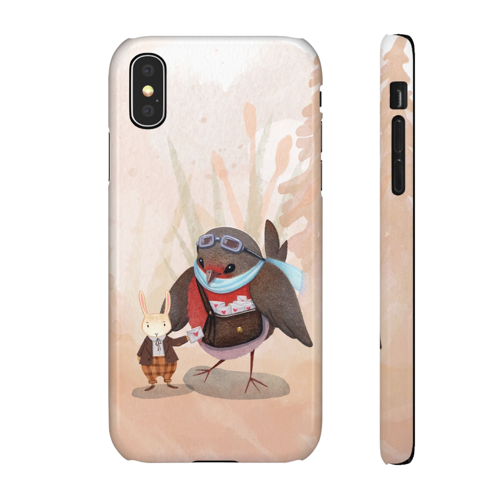 Whimsical Animal Snap Cases, Cute Phone Case, Handmade Bird and Bunny Design, Gift for Animal Lovers, Unique Smartphone Cover