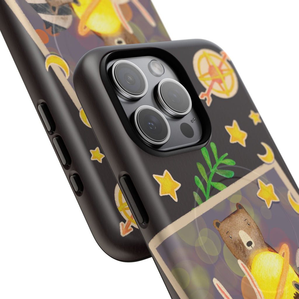 Tough Magnetic Cases, Whimsical Animal Phone Case, Cute Bear Rabbit Raccoon Design, Cute gift for her, Birthdays, iPhone 14 15 16 pro max